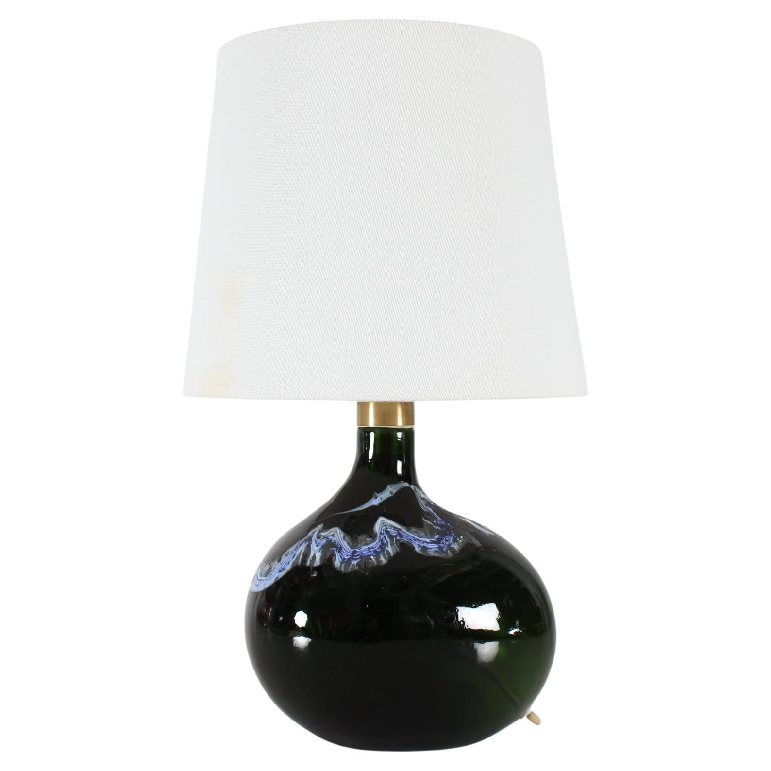 Danish Modern Holmegaard Dark Green Sculptural Tablelamp by Michael Bang 1970s