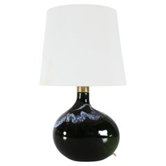 Danish Modern Holmegaard Dark Green Sculptural Tablelamp by Michael Bang 1970s