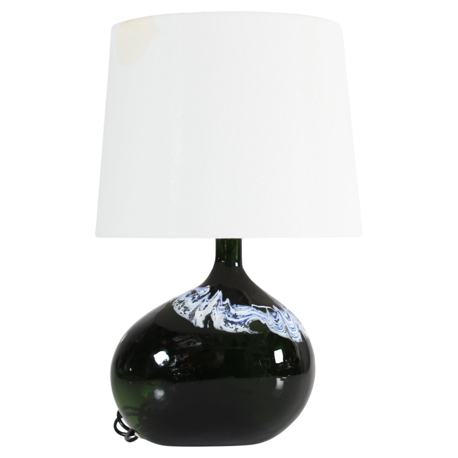 Danish Modern Holmegaard Dark Green Sculptural Tablelamp by Michael Bang 1970s en venta