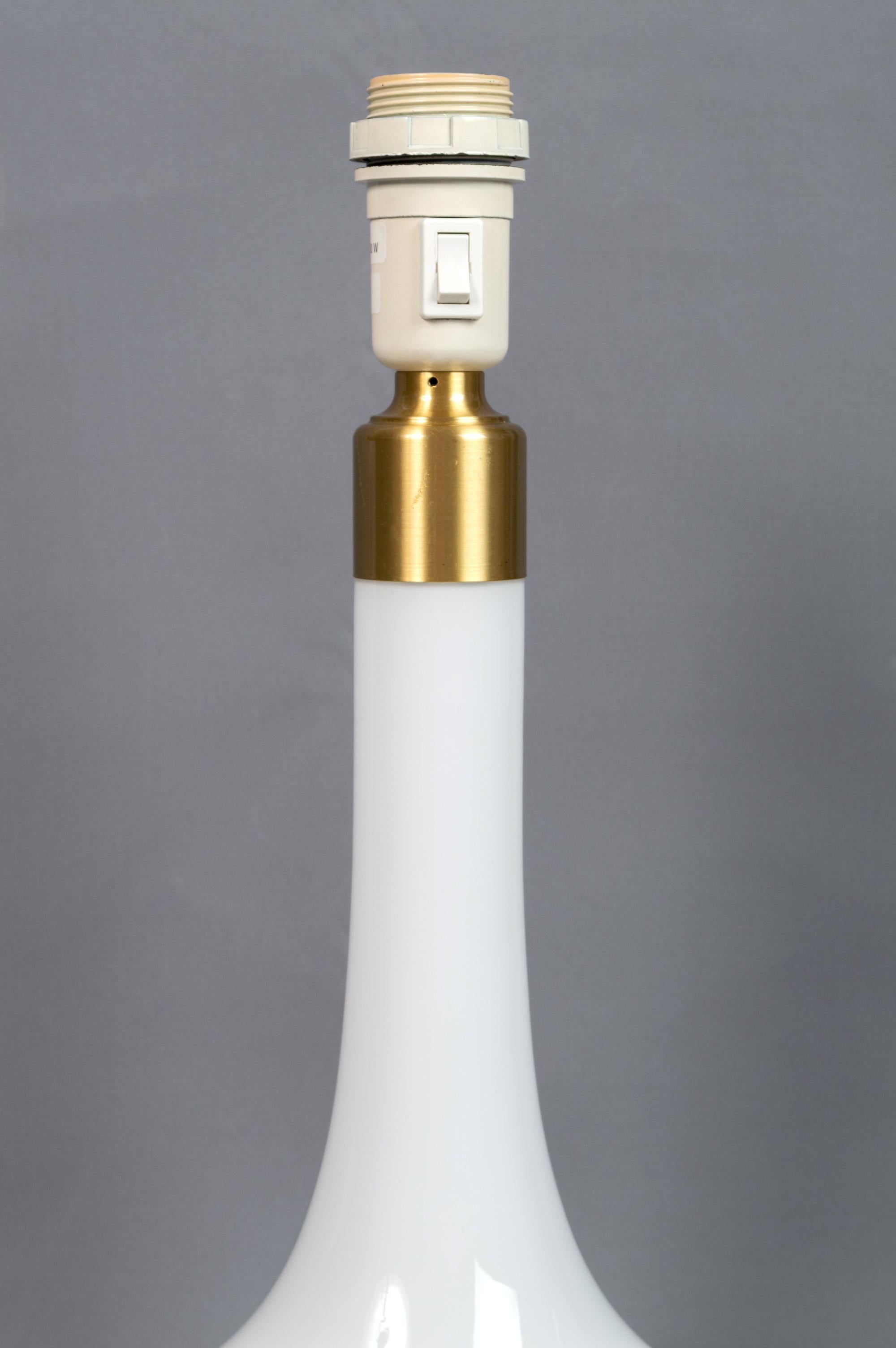 Brass Danish Modern Holmegaard Le Klint Milk Glass Table Lamp, 1960s For Sale