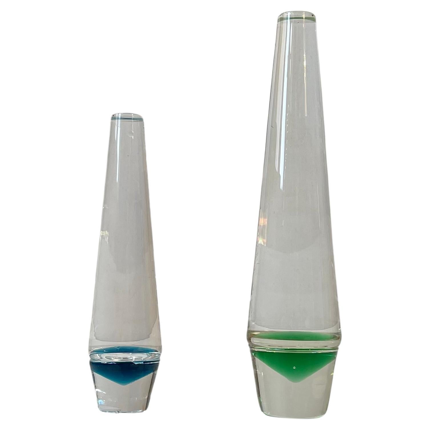 Danish Modern Holmegaard Solifleur Glass Vases by Christer Holmgren, 1960s For Sale