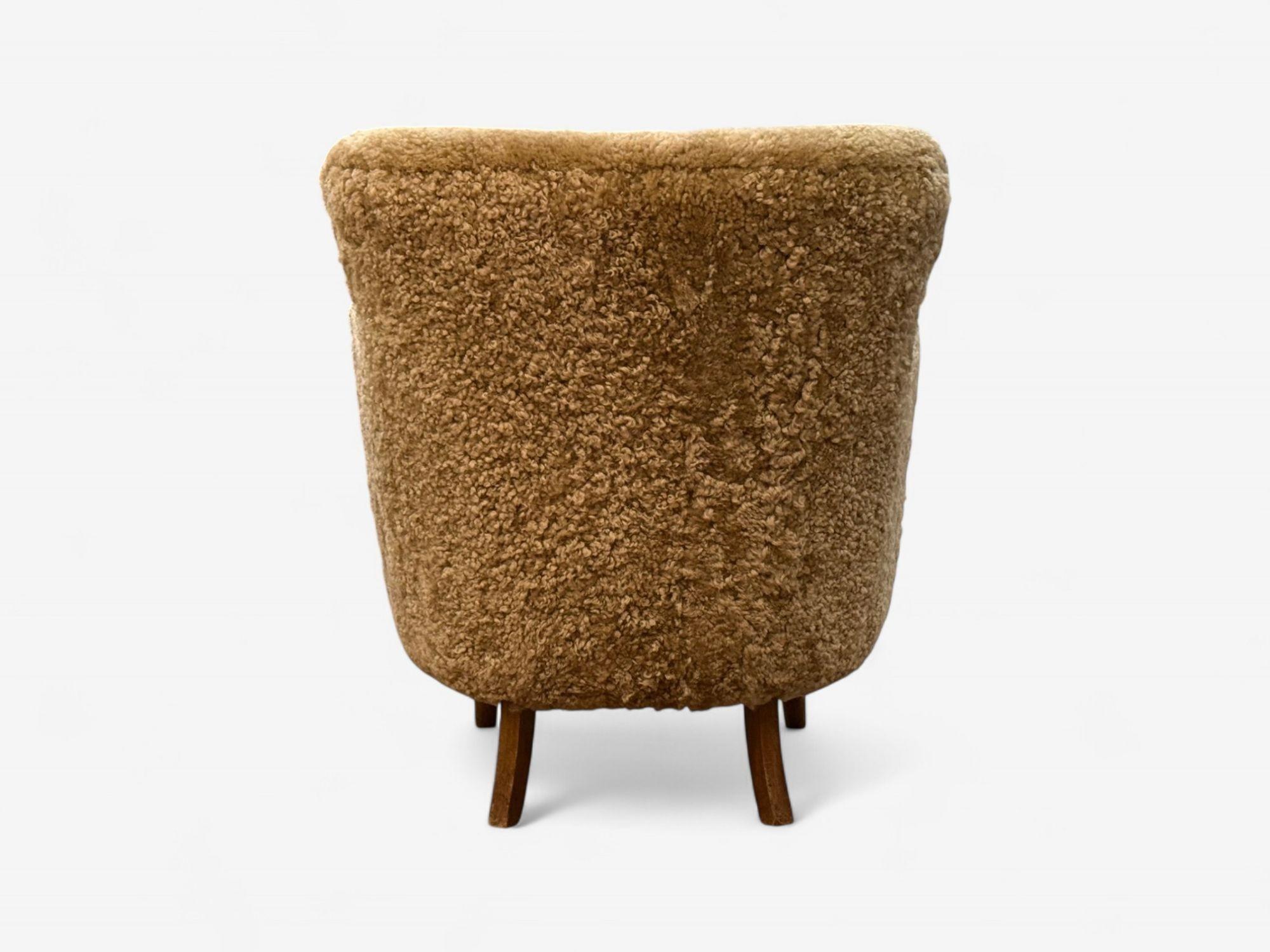 Dänische Moderne, Honey Schafsfell, Buche, Organic Lounge Chairs, Dänemark, 1940er Jahre im Angebot 4