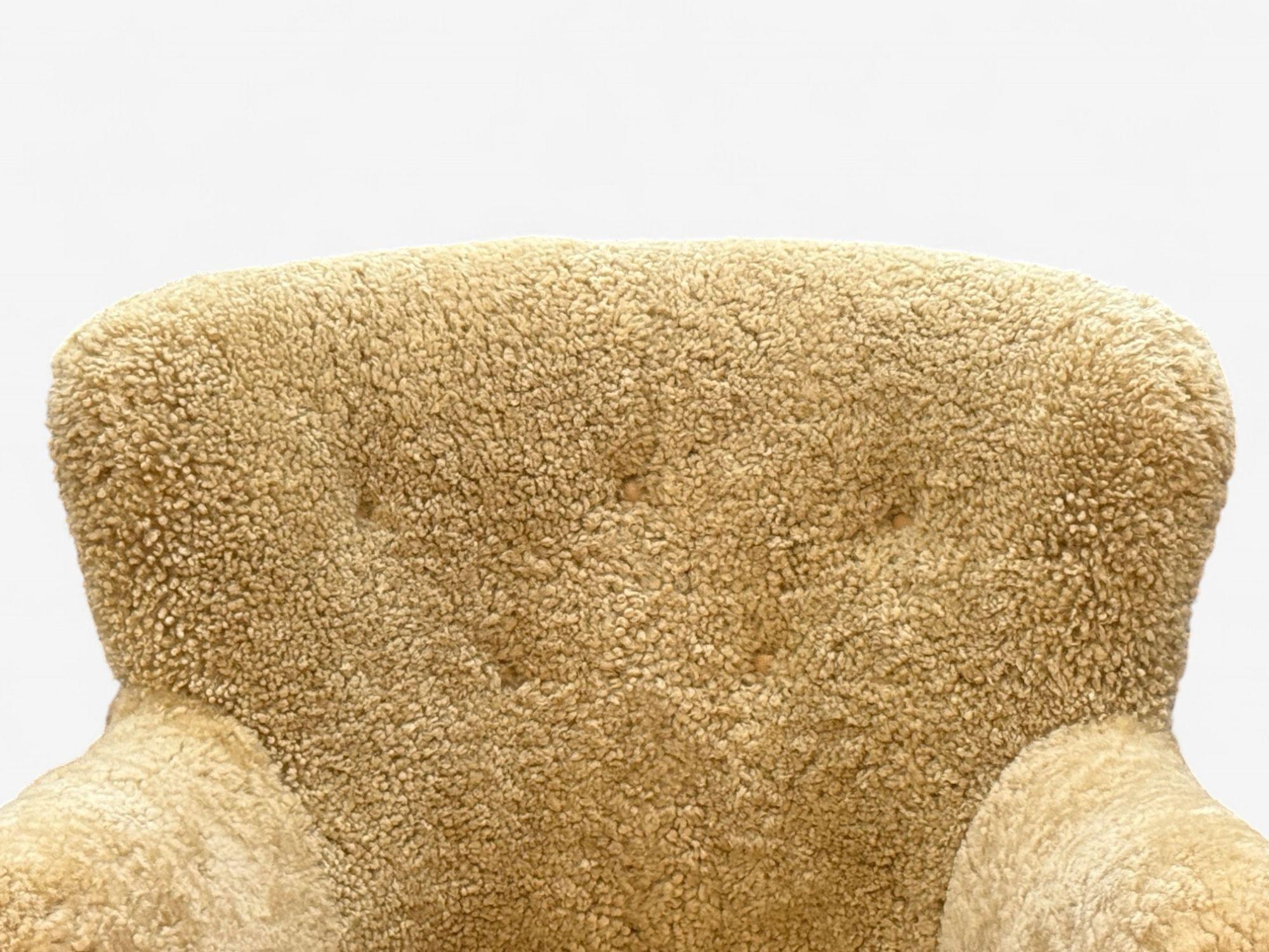 Dänische Moderne, Honey Schafsfell, Buche, Organic Lounge Chairs, Dänemark, 1940er Jahre im Angebot 2