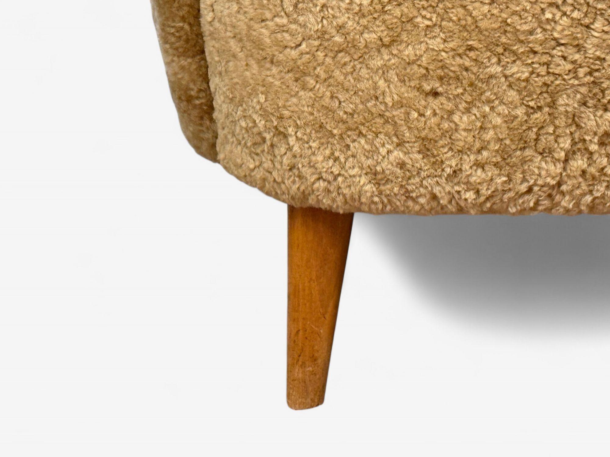 Dänische Moderne, Honey Schafsfell, Buche, Organic Lounge Chairs, Dänemark, 1940er Jahre im Angebot 3