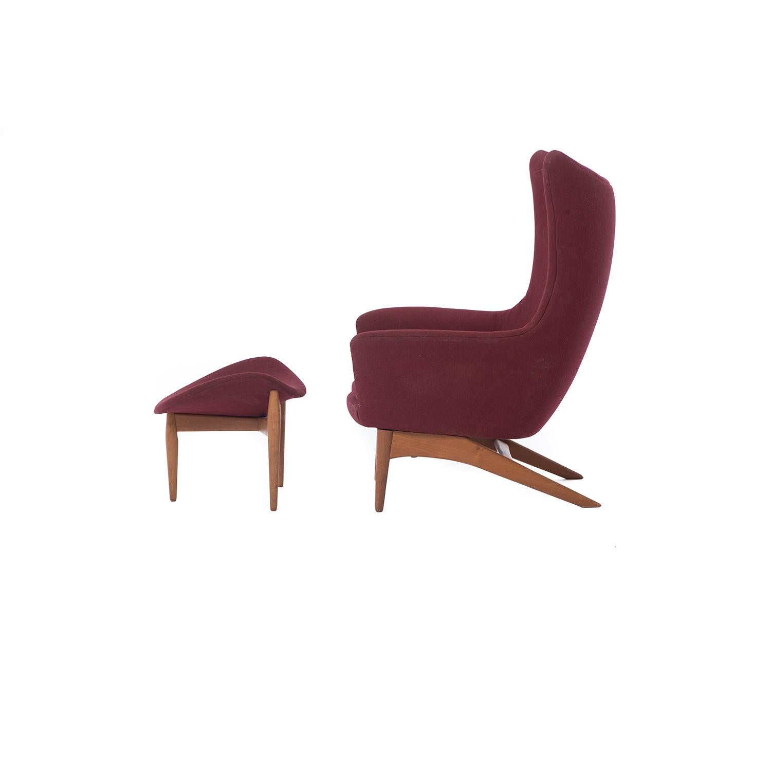 Danish Modern H.W. Klein Recliner with Ottoman