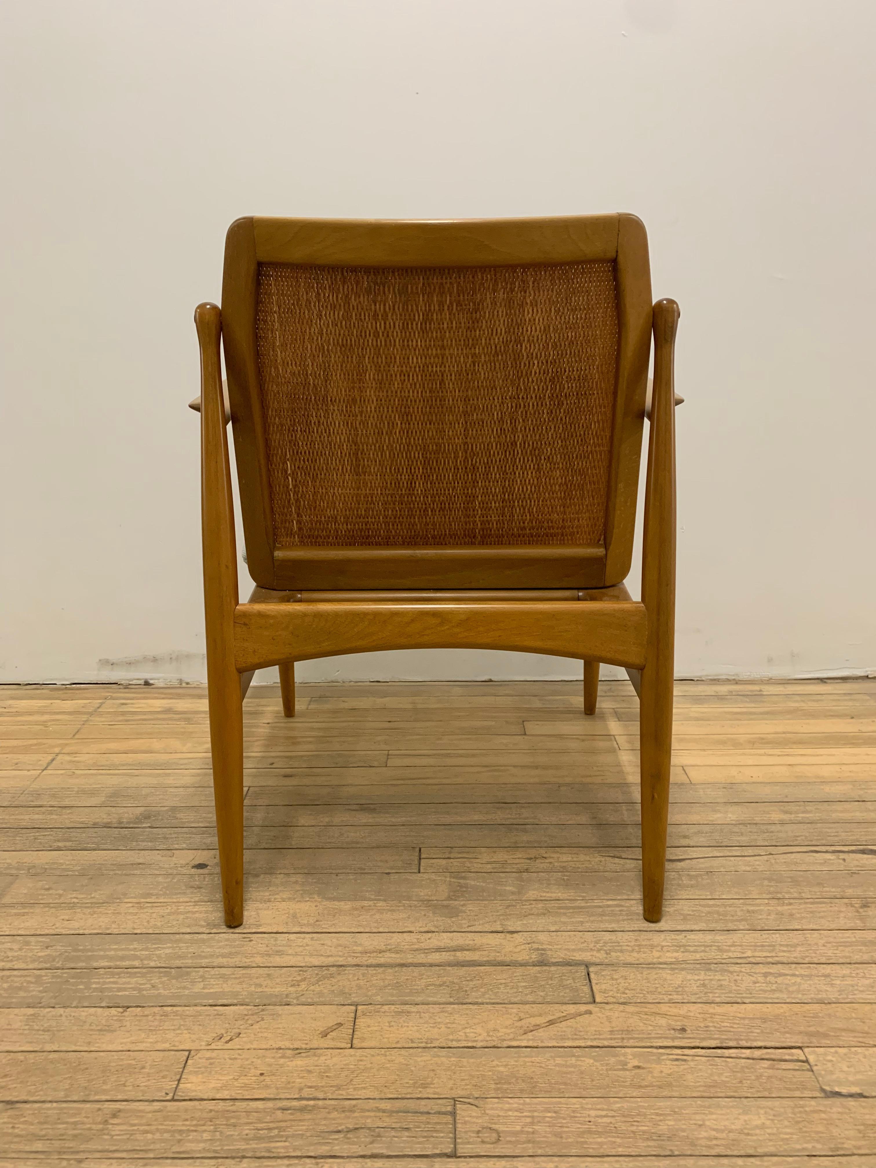 Lacquered Danish Modern Ib Kofod-Larsen Lounge Chairs with Woven Backs