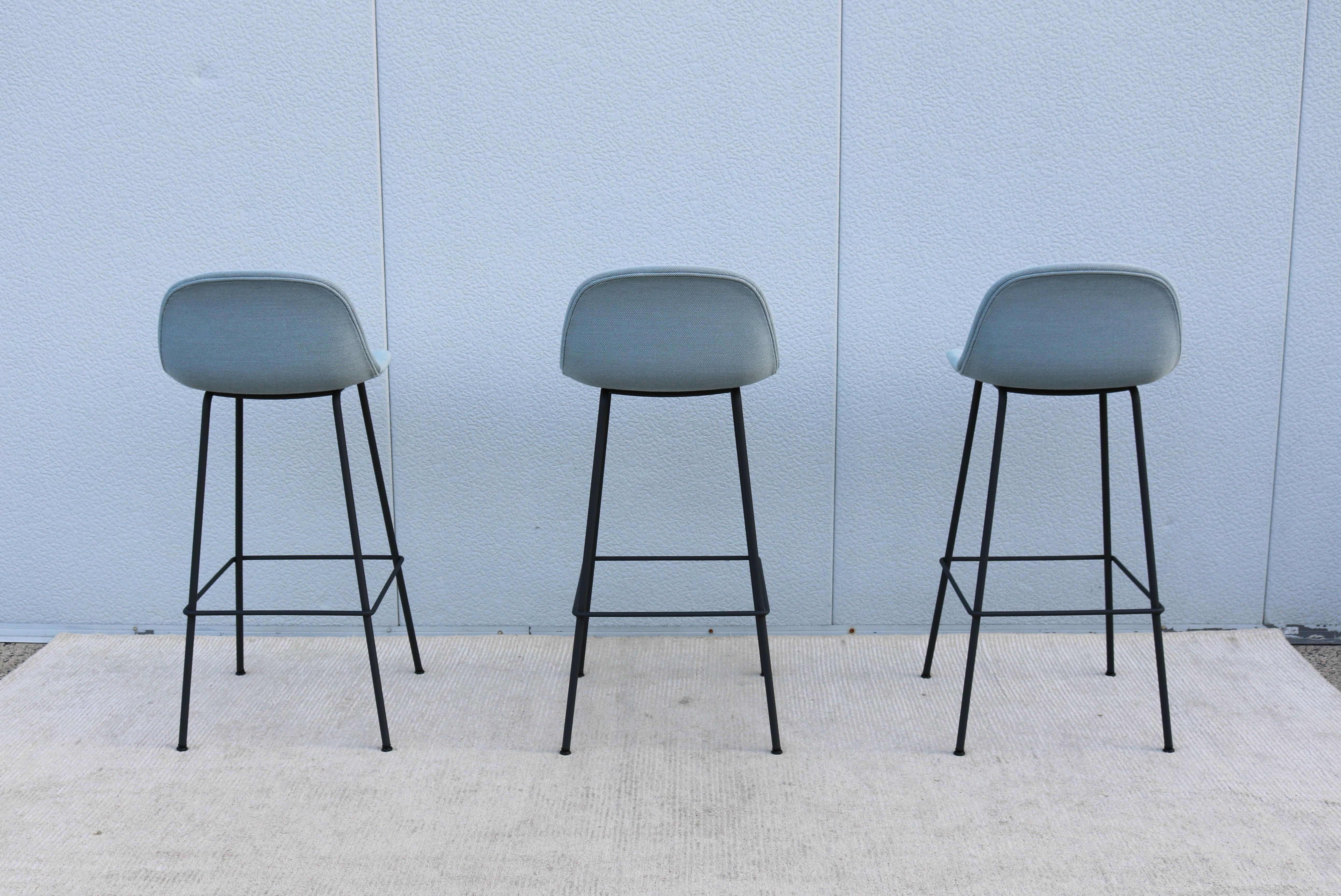 Danish Modern Iskos-Berlin for Muuto Fiber Bar Stools with Backrest - Set of 3 For Sale 4