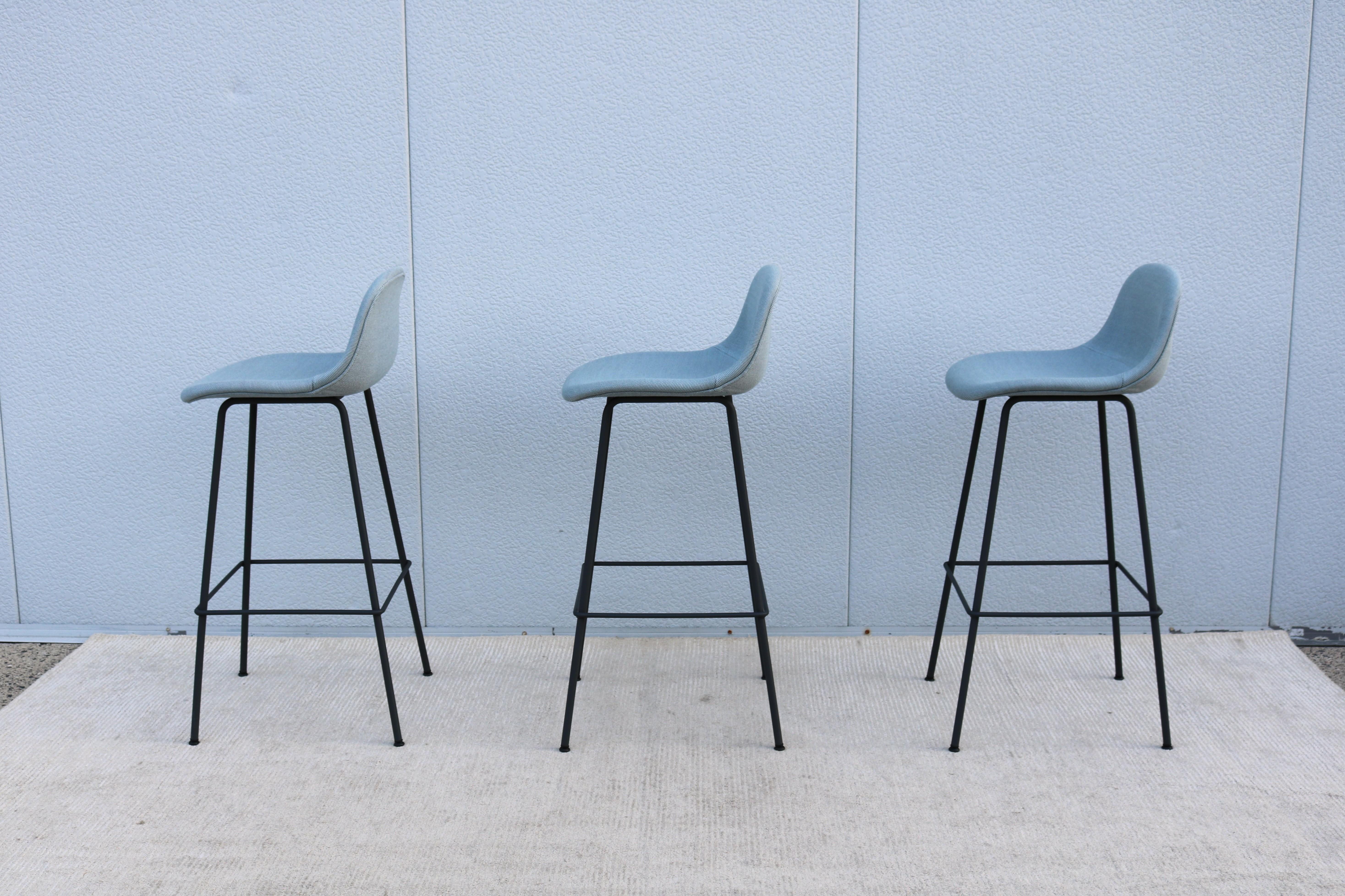 Danish Modern Iskos-Berlin for Muuto Fiber Bar Stools with Backrest - Set of 3 For Sale 5