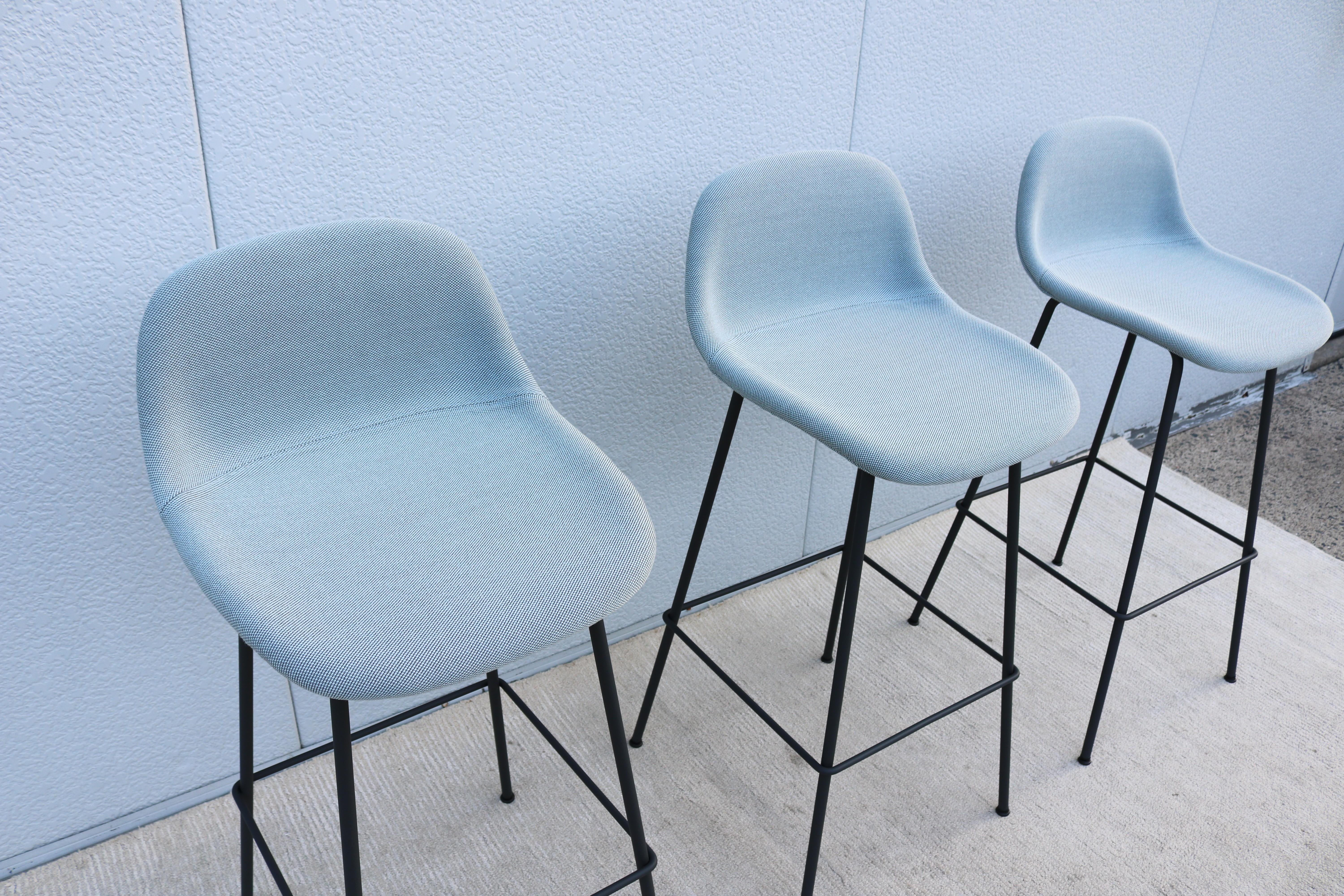 Danish Modern Iskos-Berlin for Muuto Fiber Bar Stools with Backrest - Set of 3 For Sale 10