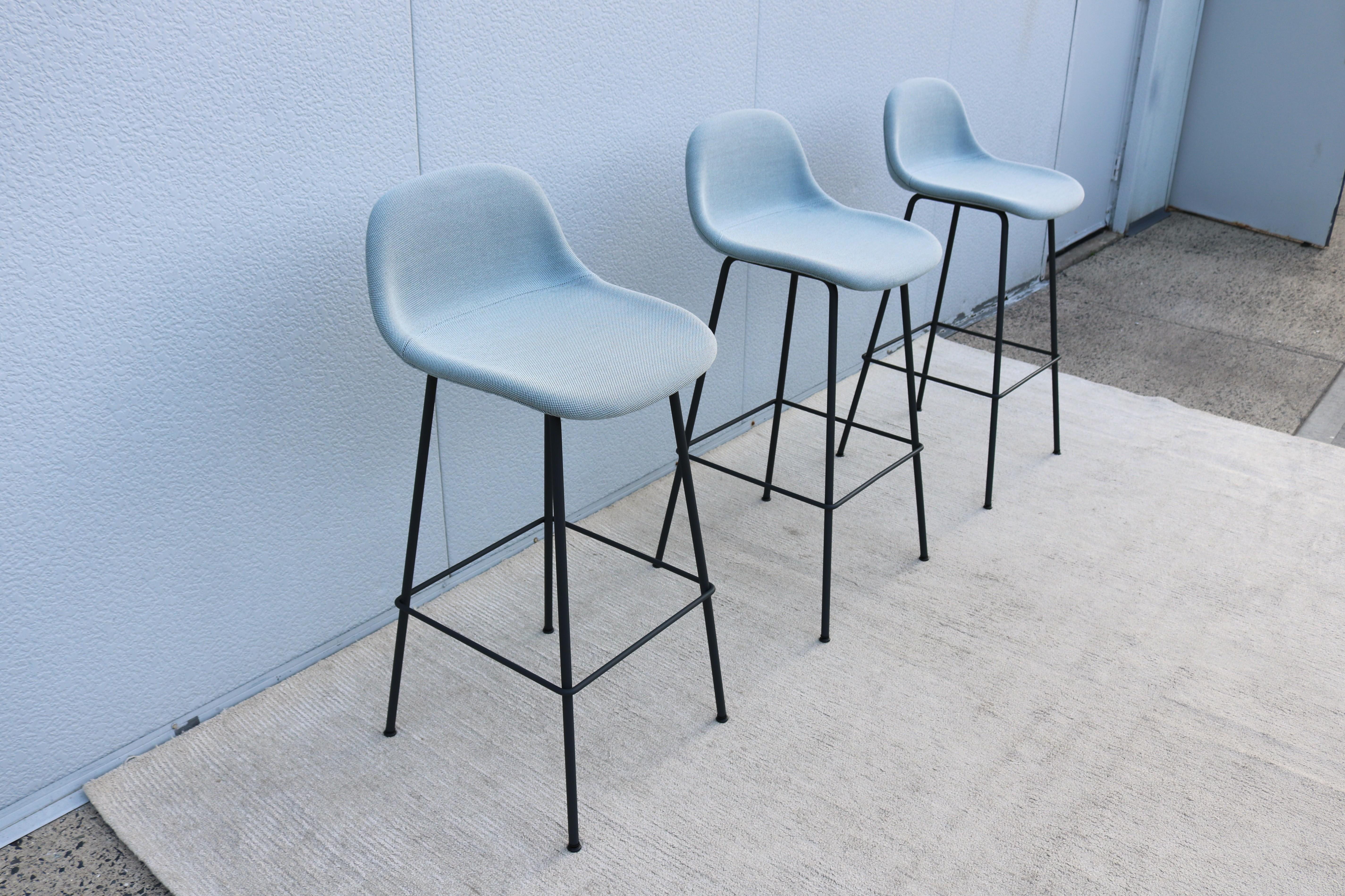 Danish Modern Iskos-Berlin for Muuto Fiber Bar Stools with Backrest - Set of 3 For Sale 1