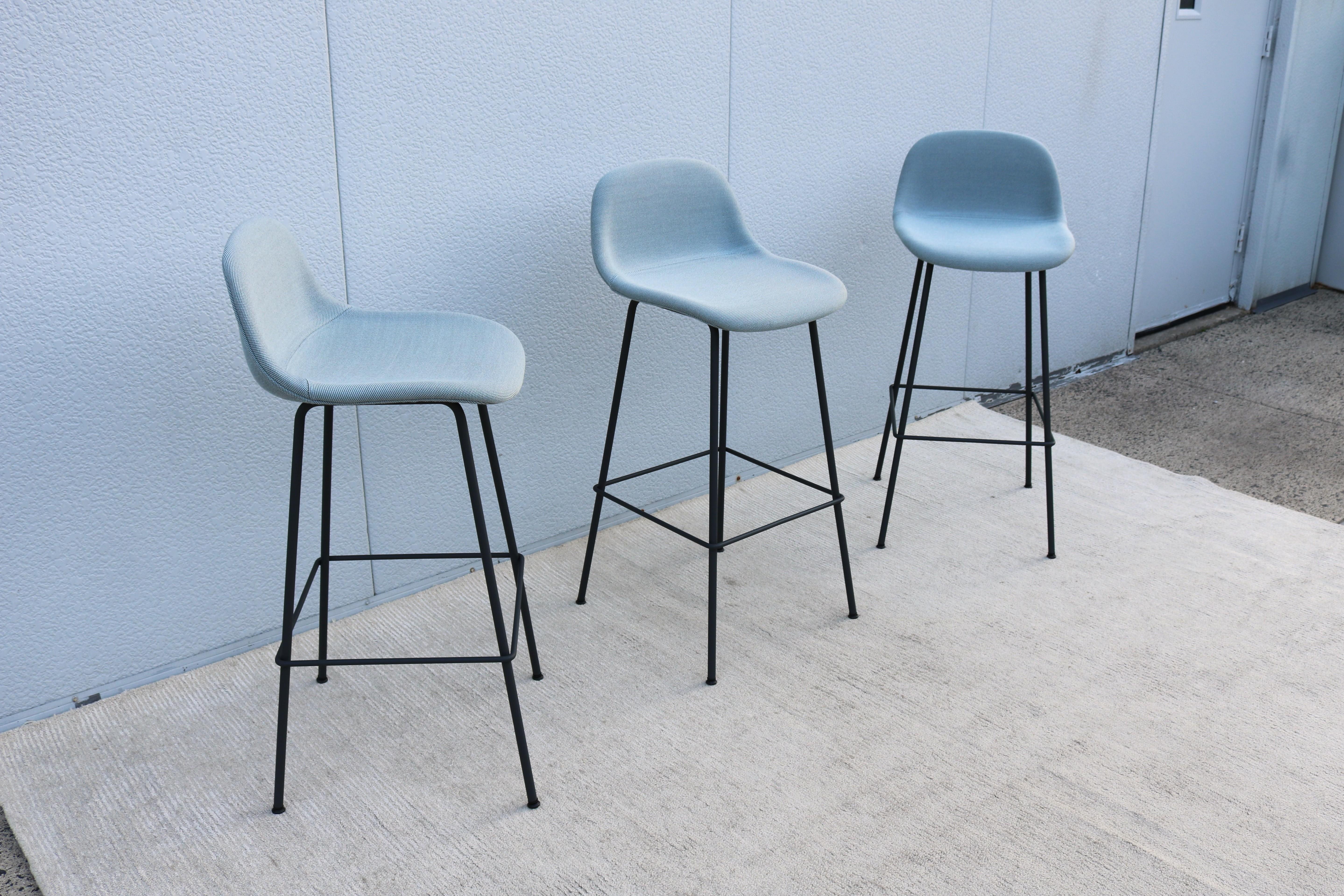 Danish Modern Iskos-Berlin for Muuto Fiber Bar Stools with Backrest - Set of 3 For Sale 2