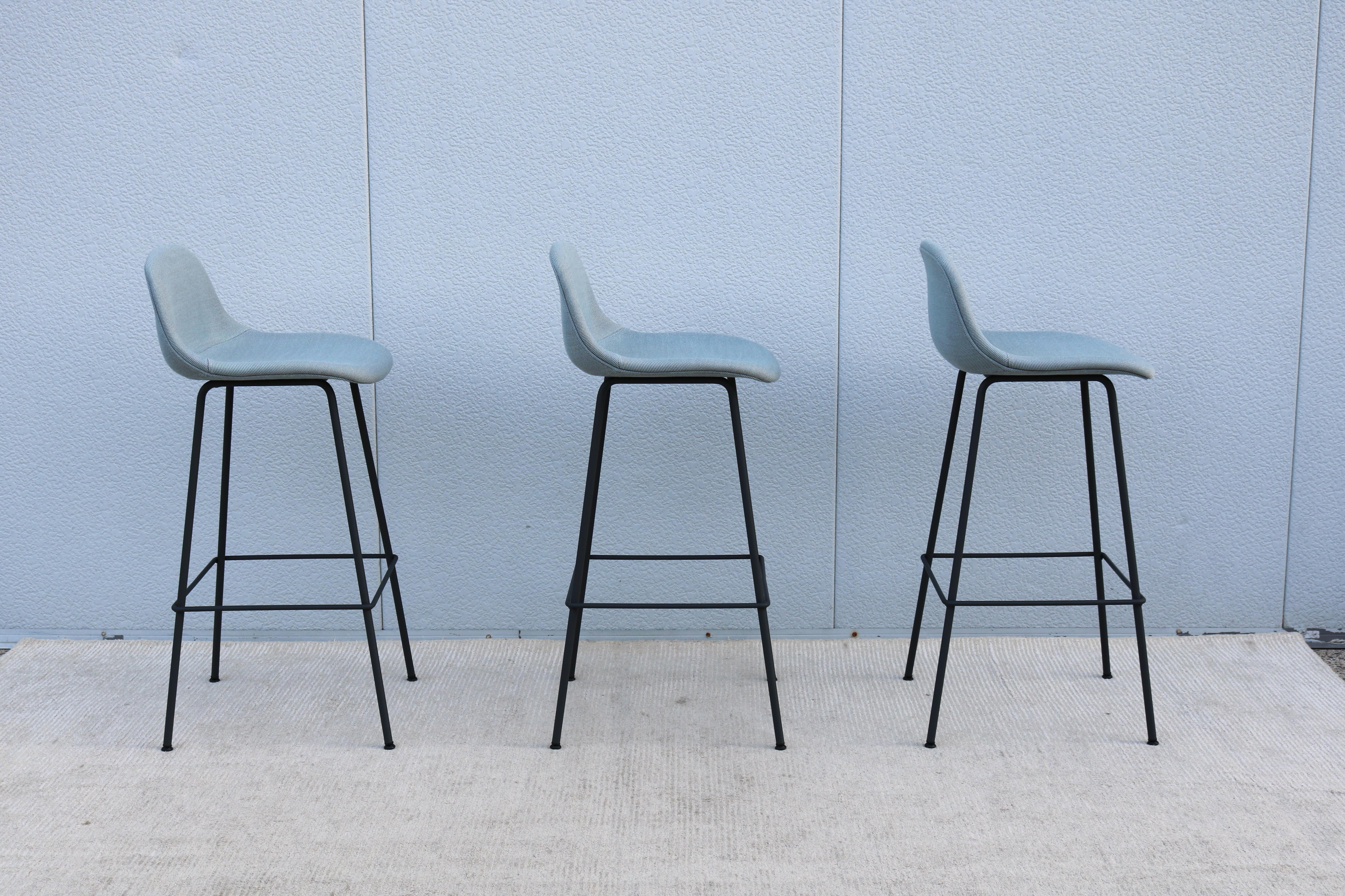 Danish Modern Iskos-Berlin for Muuto Fiber Bar Stools with Backrest - Set of 3 For Sale 3