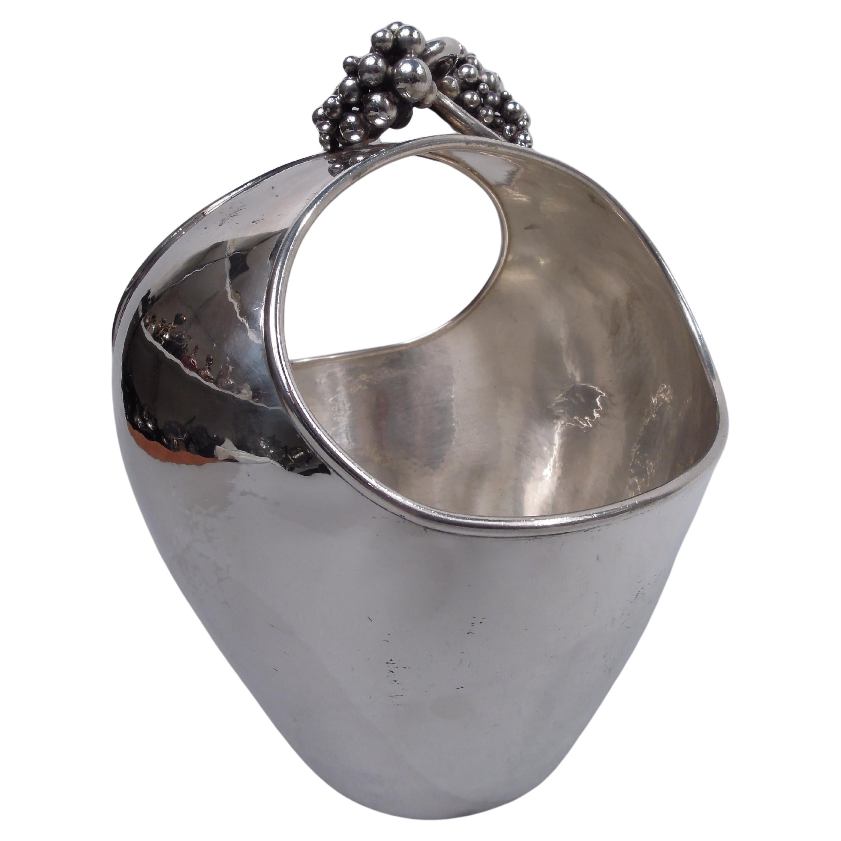 Danish Modern Jensen-Inspired Sterling Silver Basket For Sale