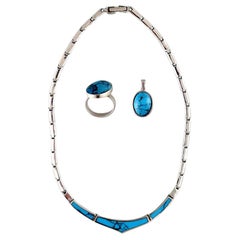 Ensemble de bijoux modernes danois en argent sterling, années 1960-1970