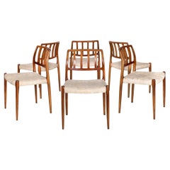 Vintage Danish Modern J.L. Møbler Model 83 Rosewood Dining Chairs, Set of 6