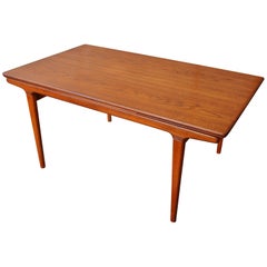Danish Modern Johannes Andersen Teak Draw-Leaf Dining Table, Uldum Mobelfabrik
