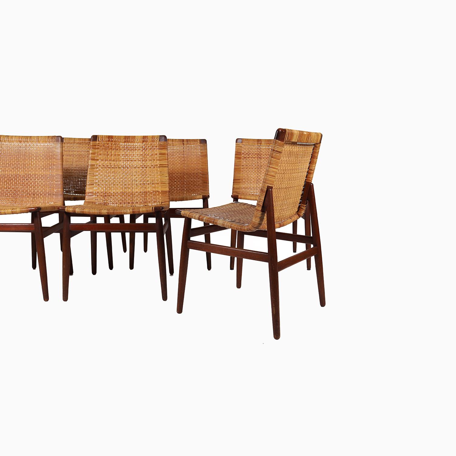 Cane Danish Modern Jorgen Høj Dining Chairs For Sale