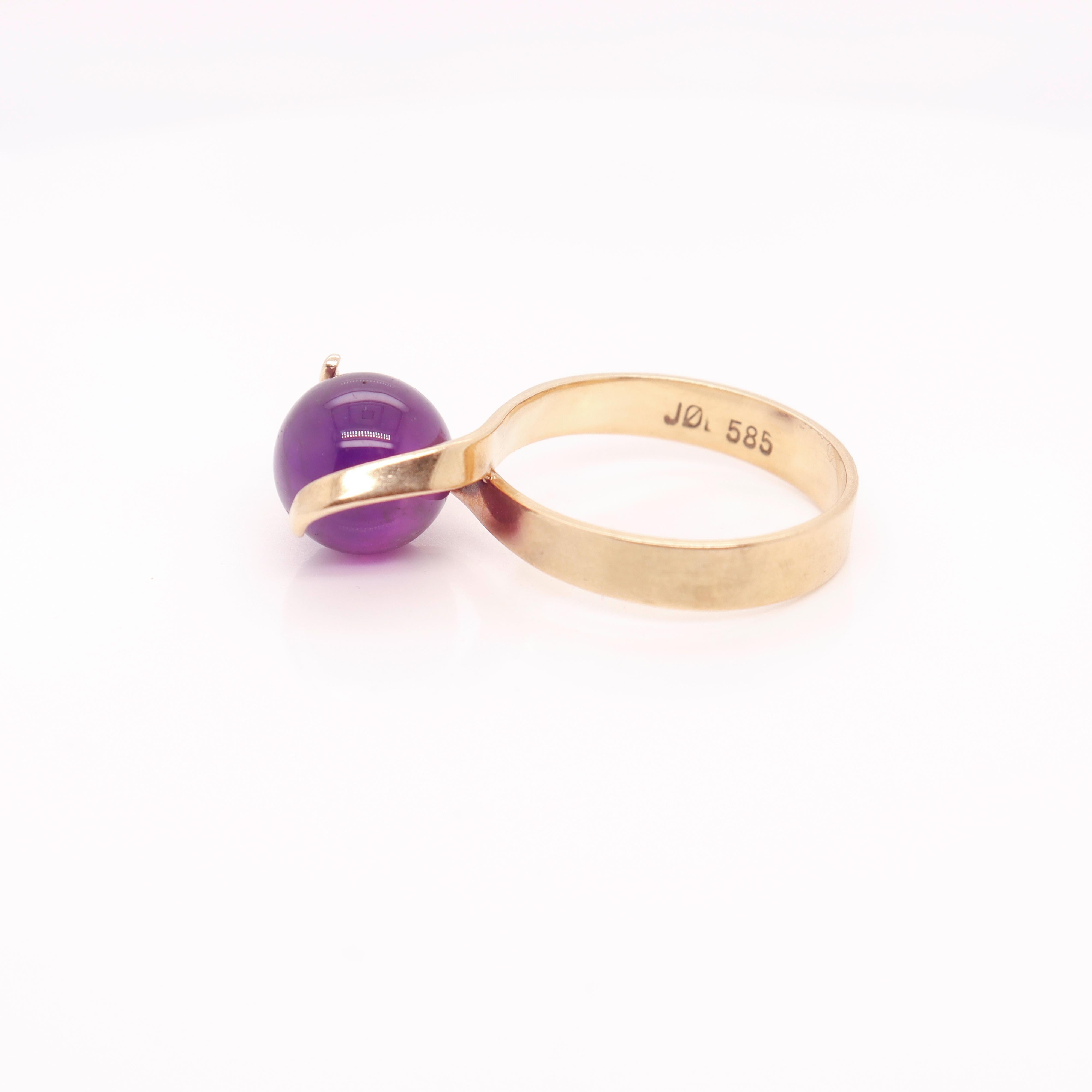 Danish Modern Jørgen Larson 14 Karat Gold & Amethyst Gemstone Ring In Good Condition For Sale In Philadelphia, PA