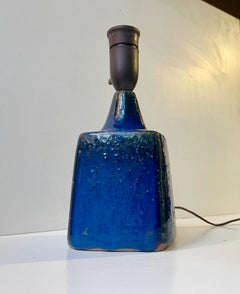 Danish Modern - Jytte Trebbien Stoneware Table Lamp in Blue Glazes, 1960s