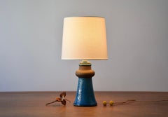 Danish Modern Kähler HAK Sculptural Table Lamp Turquoise Blue & Brown, 1960s