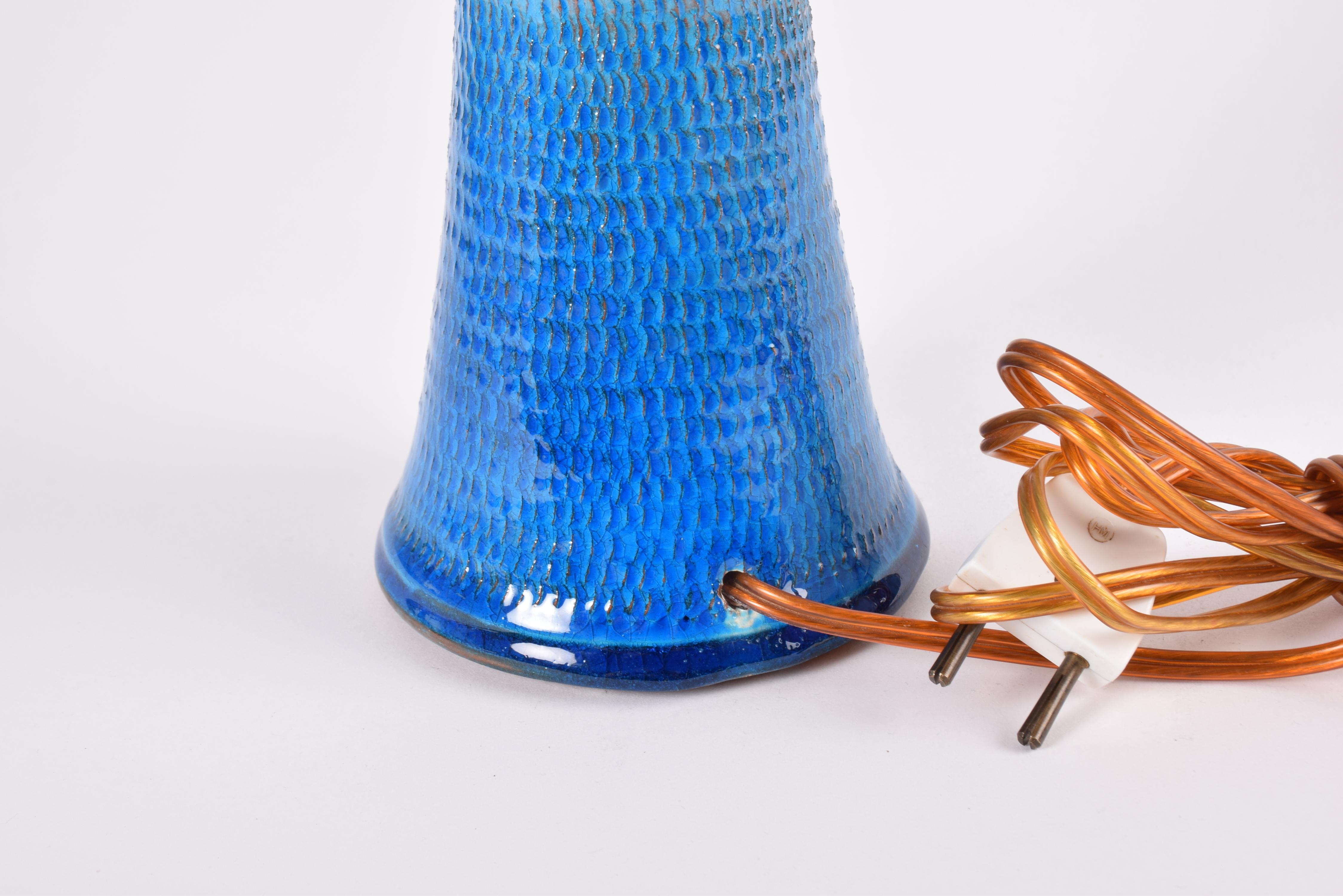 Danish Modern Kähler HAK Sculptural Table Lamp Turquoise Blue & Brown, 1960s 2