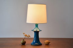 Danish Modern Kähler Sculptural Table Lamp Turquoise Blue, 1960s Ceramic Design
