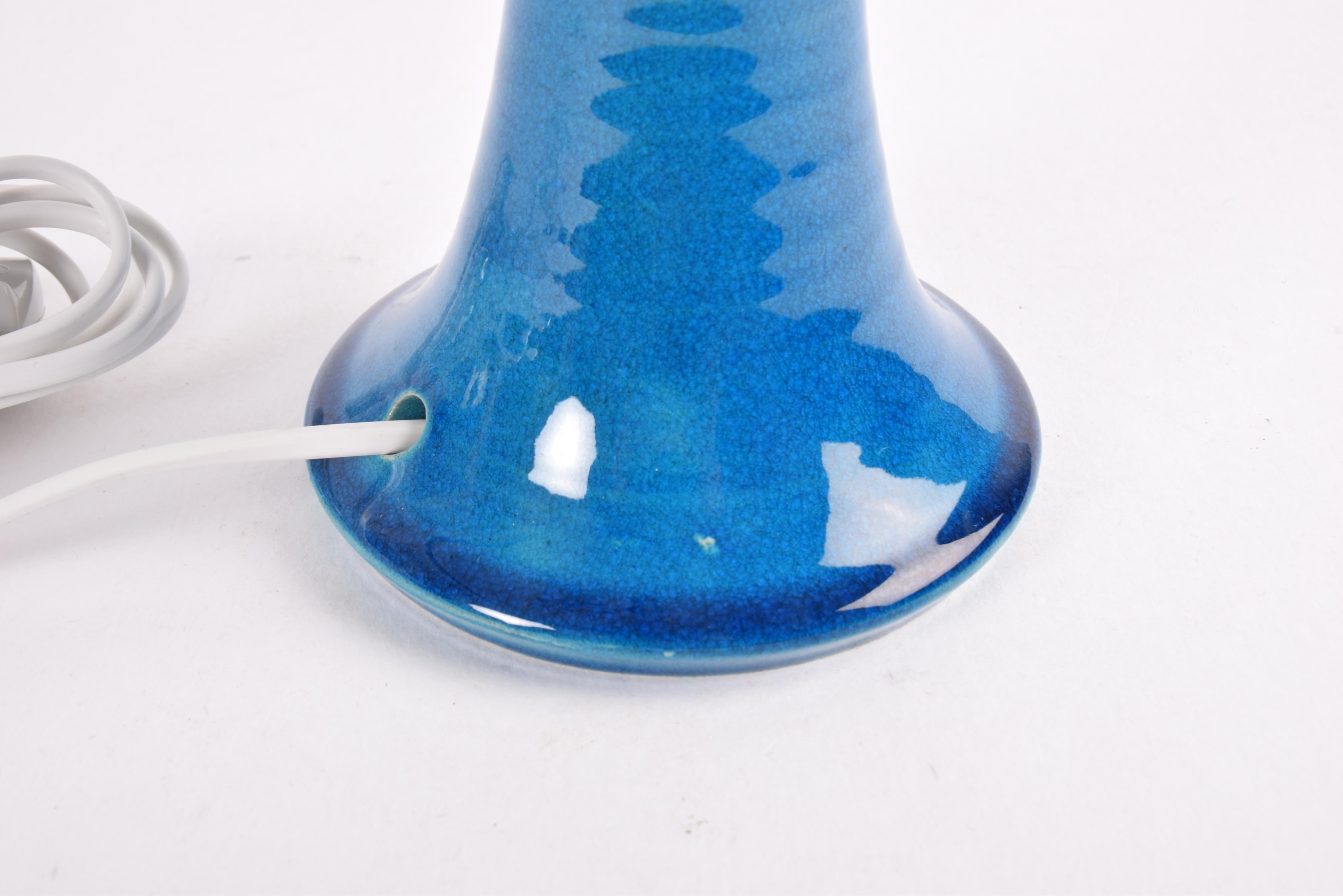 Danish Modern Kähler Sculptural Table Lamp Turquoise Blue, 1960s Ceramic Design 2