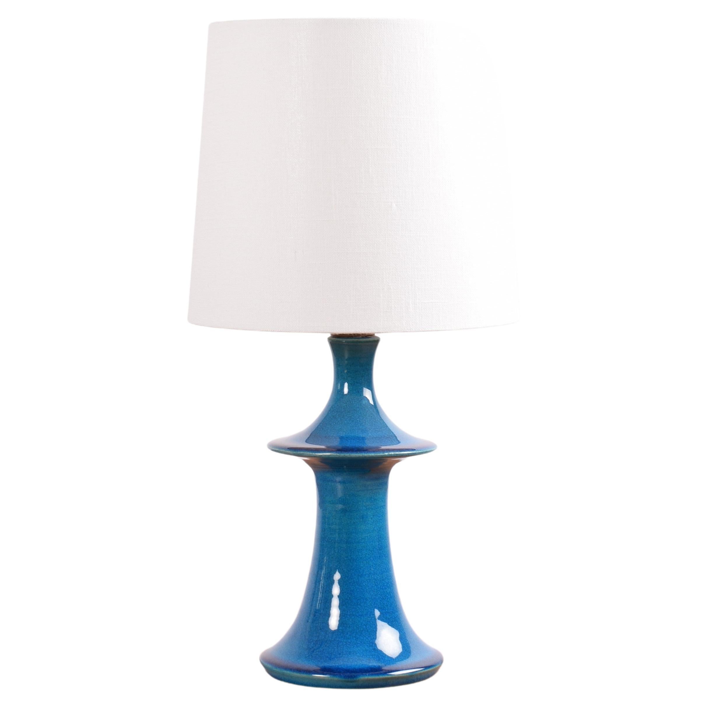 Danish Modern Kähler Sculptural Table Lamp Turquoise Blue, 1960s Ceramic Design