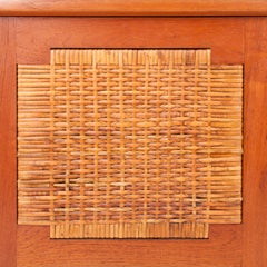 Danish Modern Kai Winding Teak Cane Blanket Chest, Poul Hundevad, Denmark, 1960s