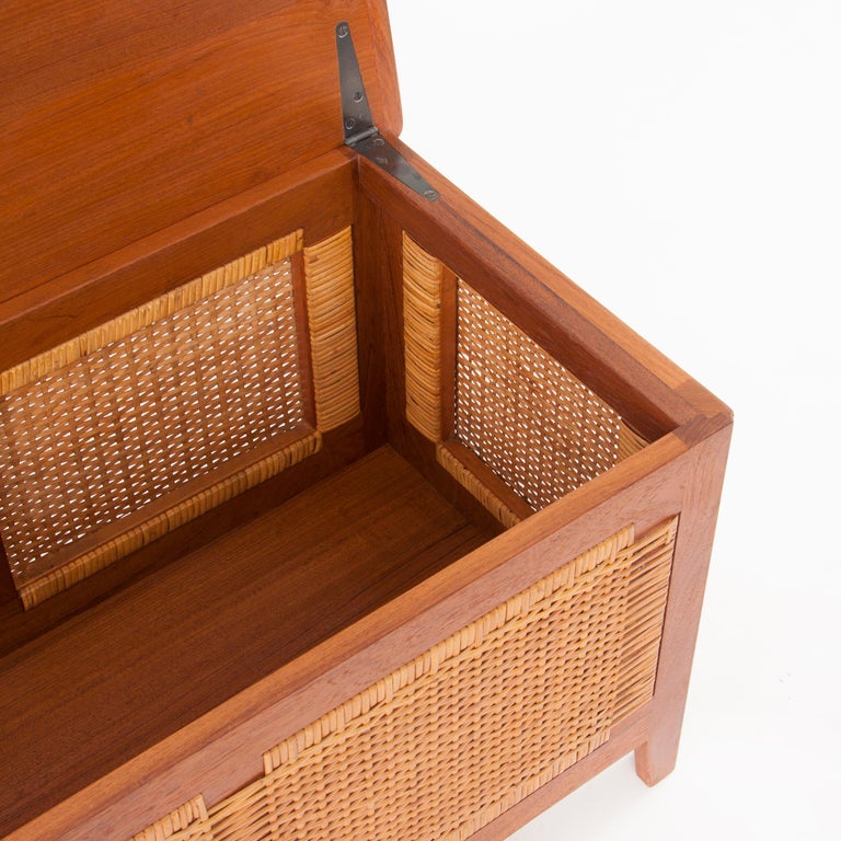 Danish Modern Kai Winding Teak Cane Blanket Chest, Poul Hundevad