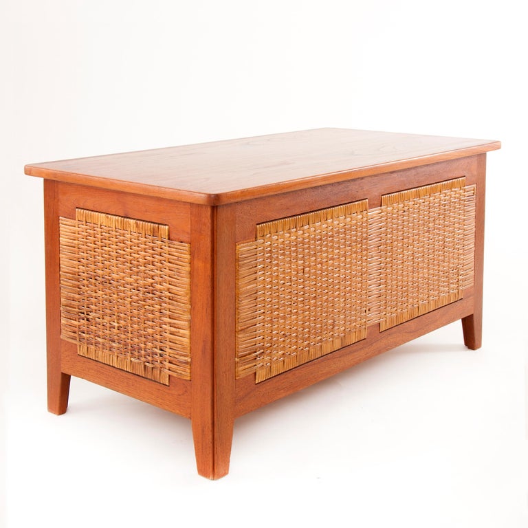 Danish Modern Kai Winding Teak Cane Blanket Chest, Poul Hundevad