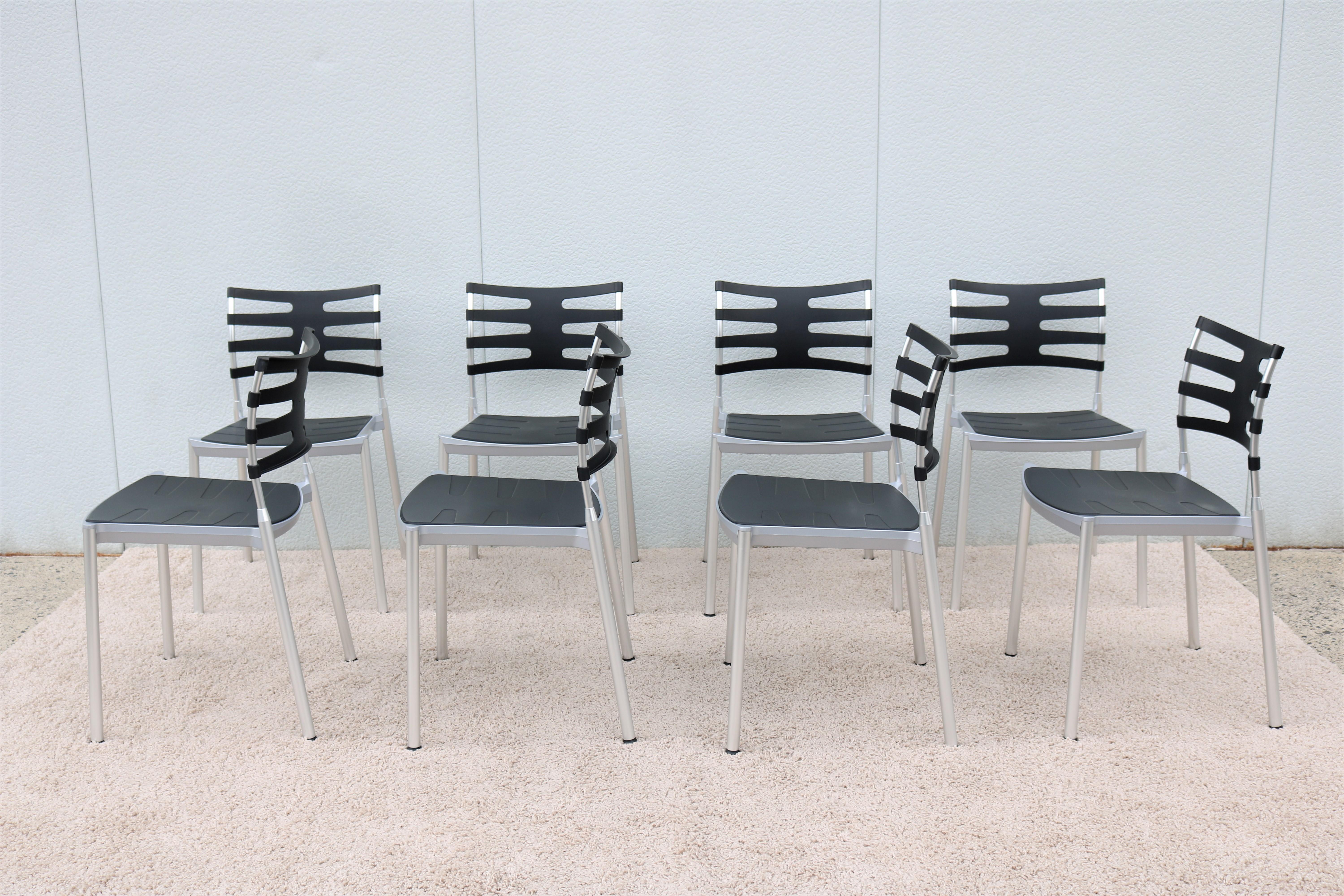 XXIe siècle et contemporain Kasper Salto set de 8 chaises de salle à manger d'extérieur danoises modernes pour Fritz Hansen en vente