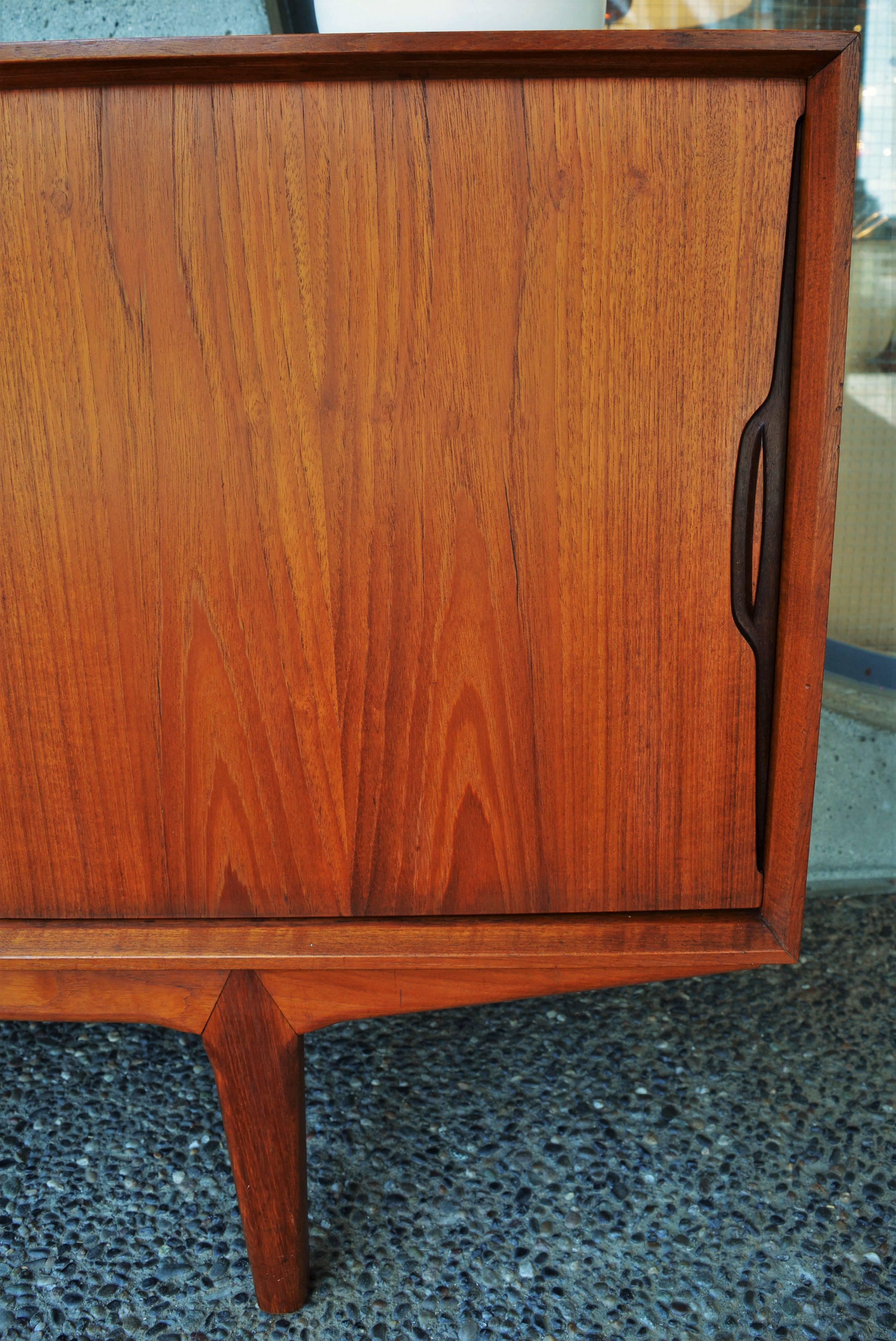 Danish Modern Knud Nielsen Teak Four Slider Credenza with Iconic Door Pulls 2