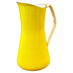 Danish Modern Kobenstyle Enamel and Cane Pitcher by Jens Quistgaard for Dansk