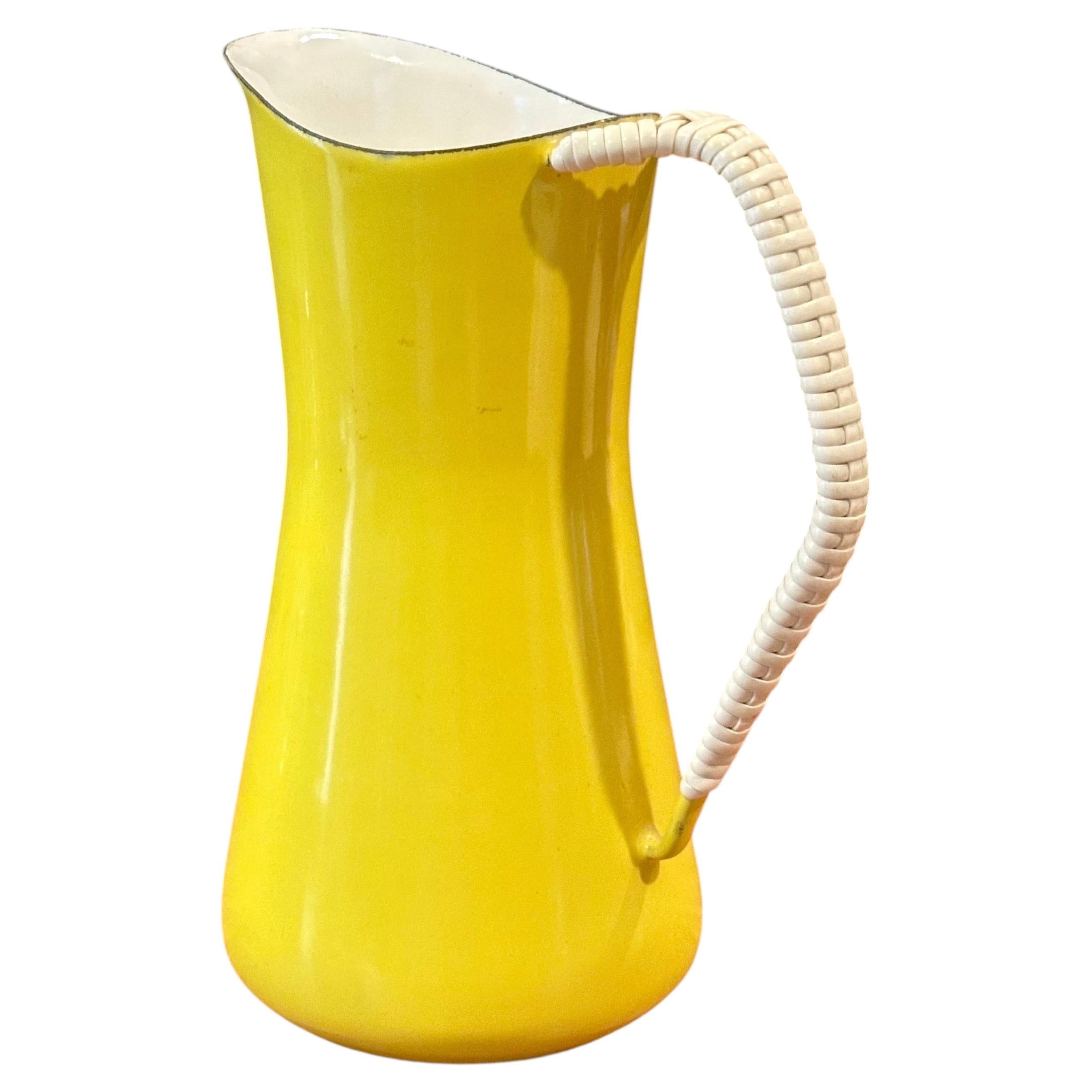Danish Modern Kobenstyle Enamel and Cane Pitcher by Jens Quistgaard for Dansk