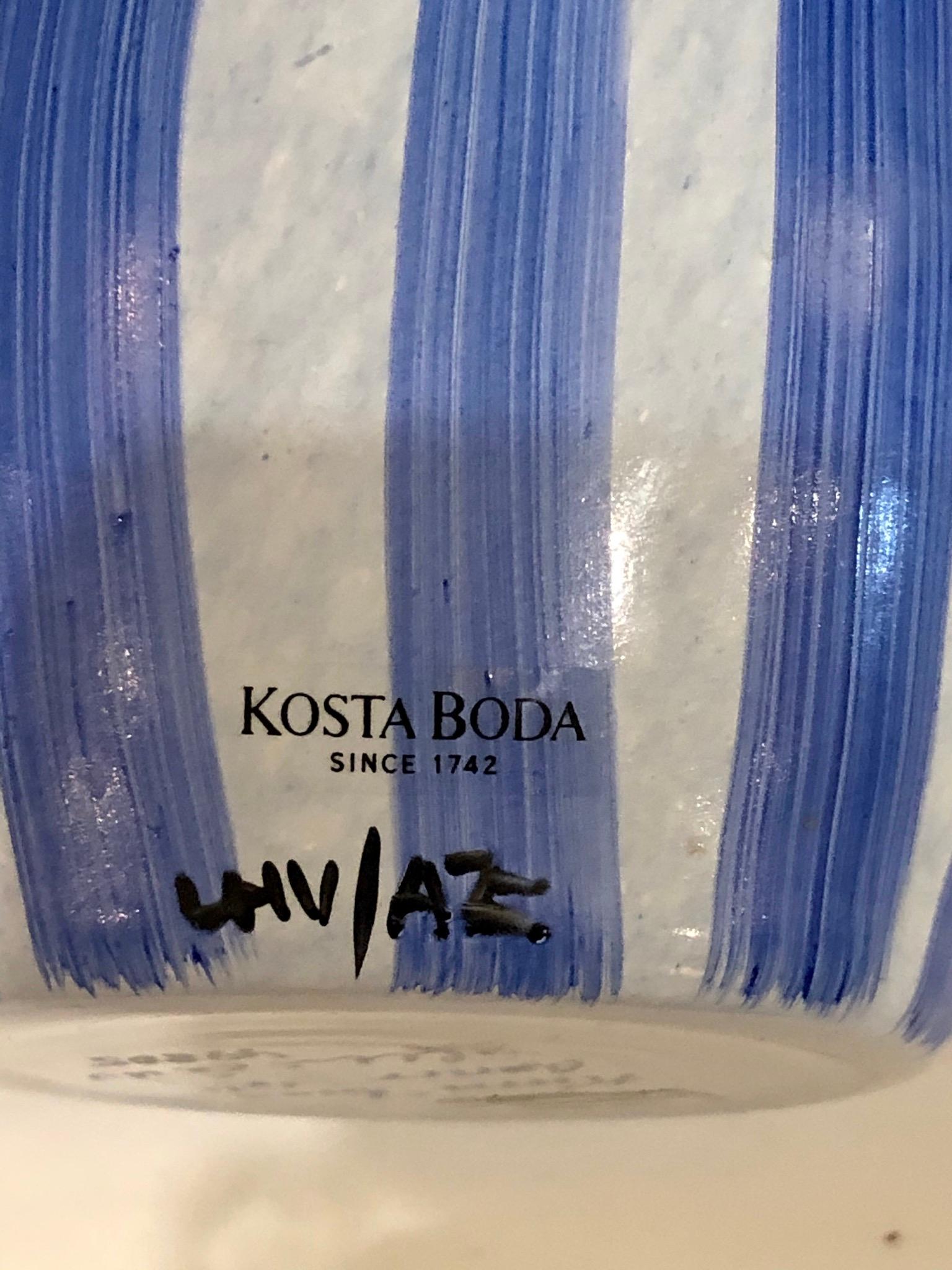 Beautiful hand painted glass vase by Ulrica Hydman for Kosta Boda, signed numbered in excellent condition.