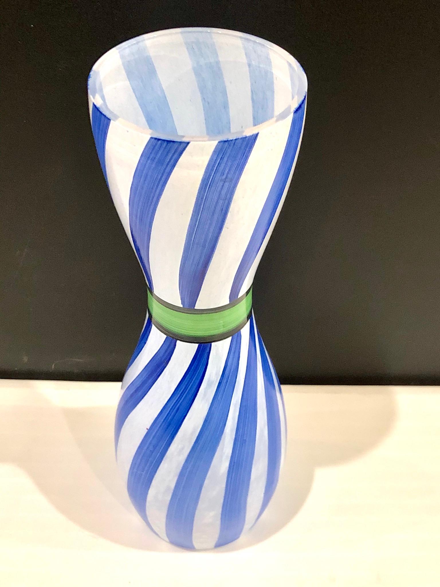 Swedish Danish Modern Kosta Boda Hand Painted Glass Vase Signed Ulrica Hydman Vallien