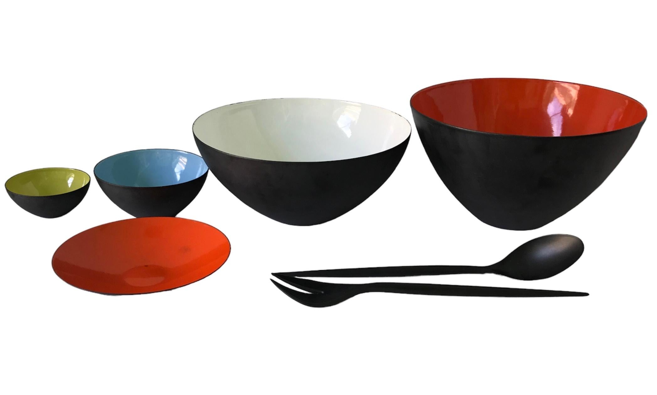 Danish Modern Krenit Bowls 3 Flat Dishes Herbert Krenchel/Torben Ørskov Denmark For Sale 4