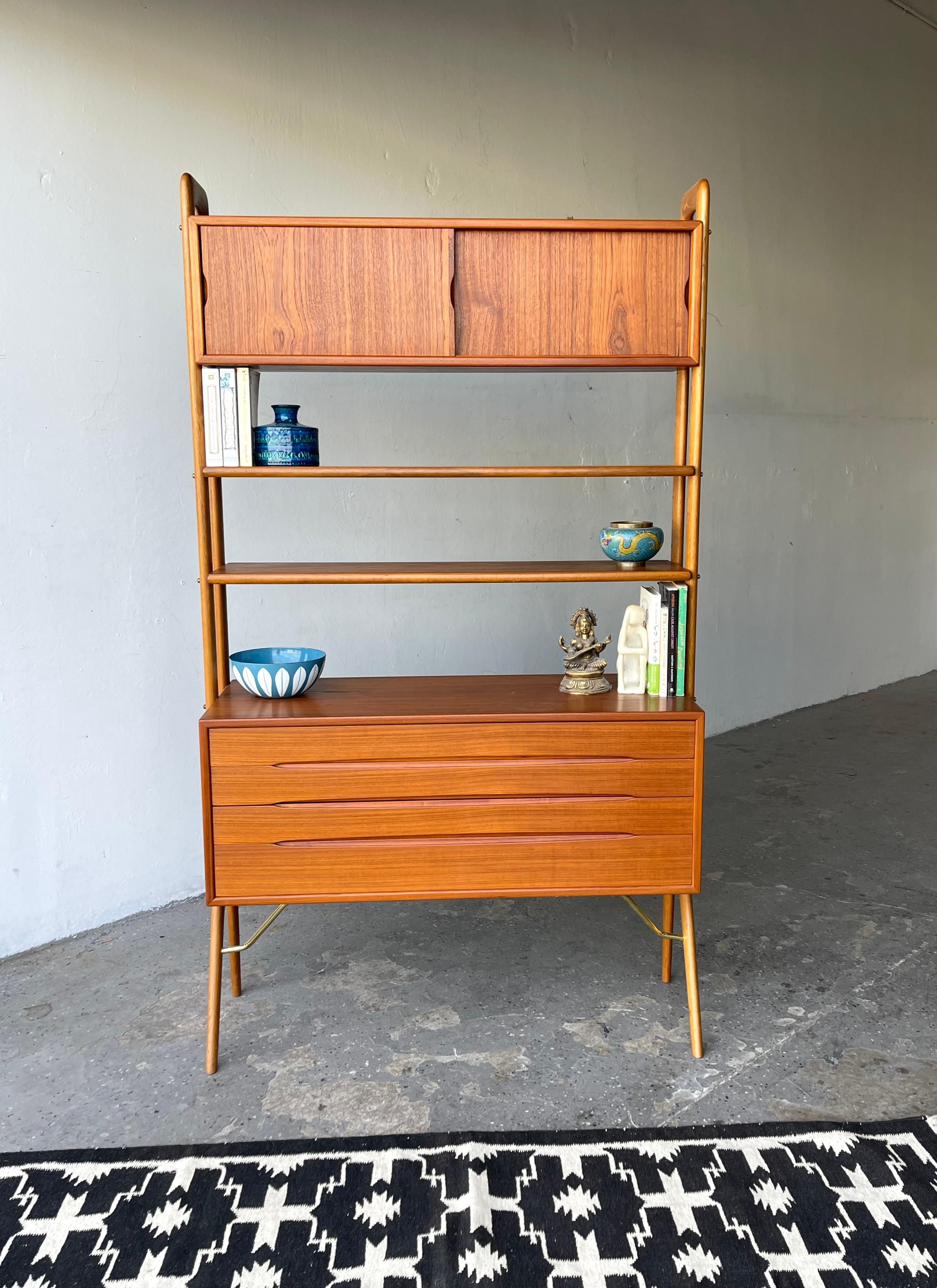 Scandinavian Modern Danish Modern Kurt Ostervig Teak Freestanding Wall Unit or Room Divider