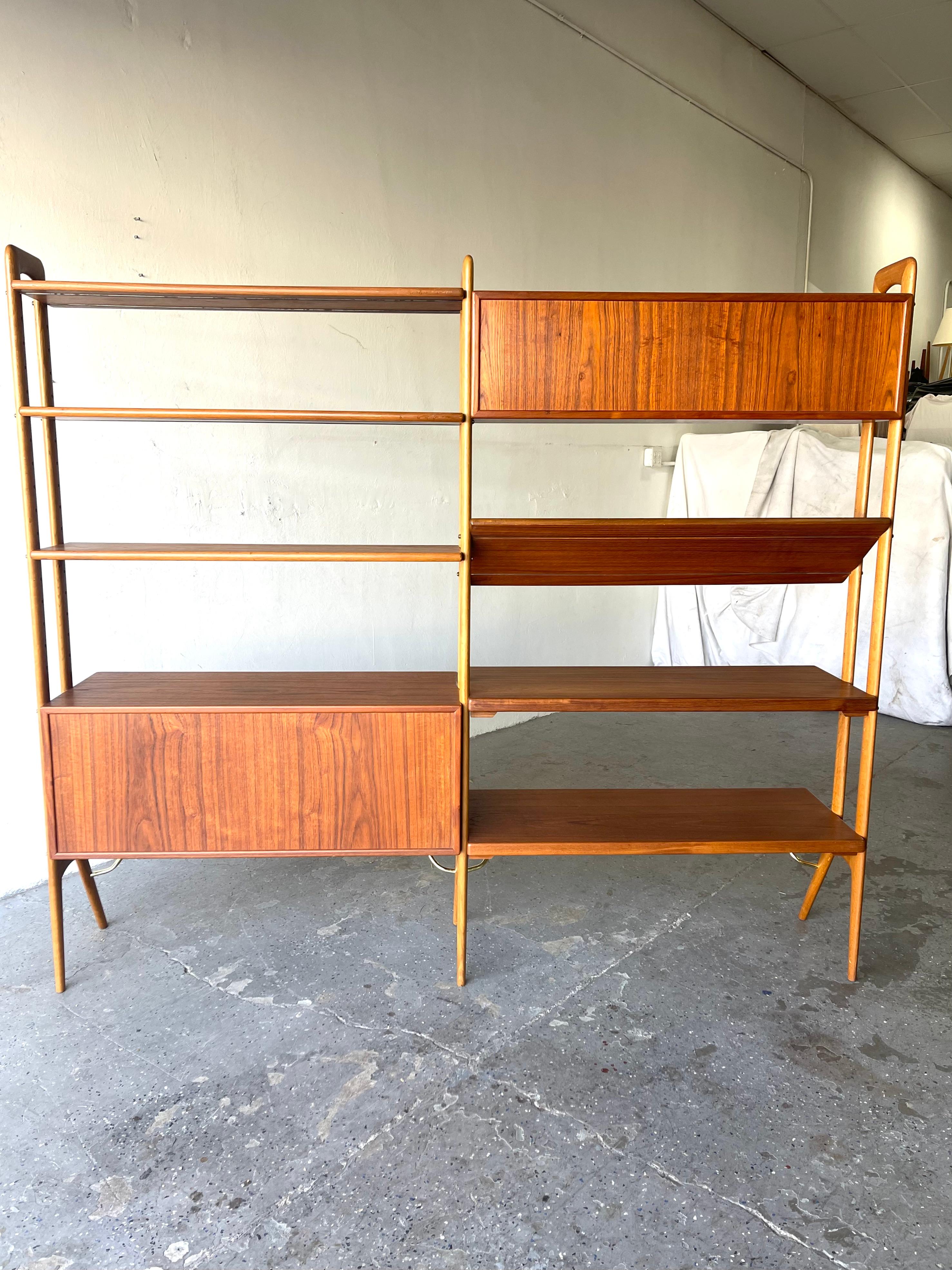 Danish Modern Kurt Ostervig Teak Wall Unit or Room Divider / Book Shelves 2 Bay In Good Condition In Las Vegas, NV