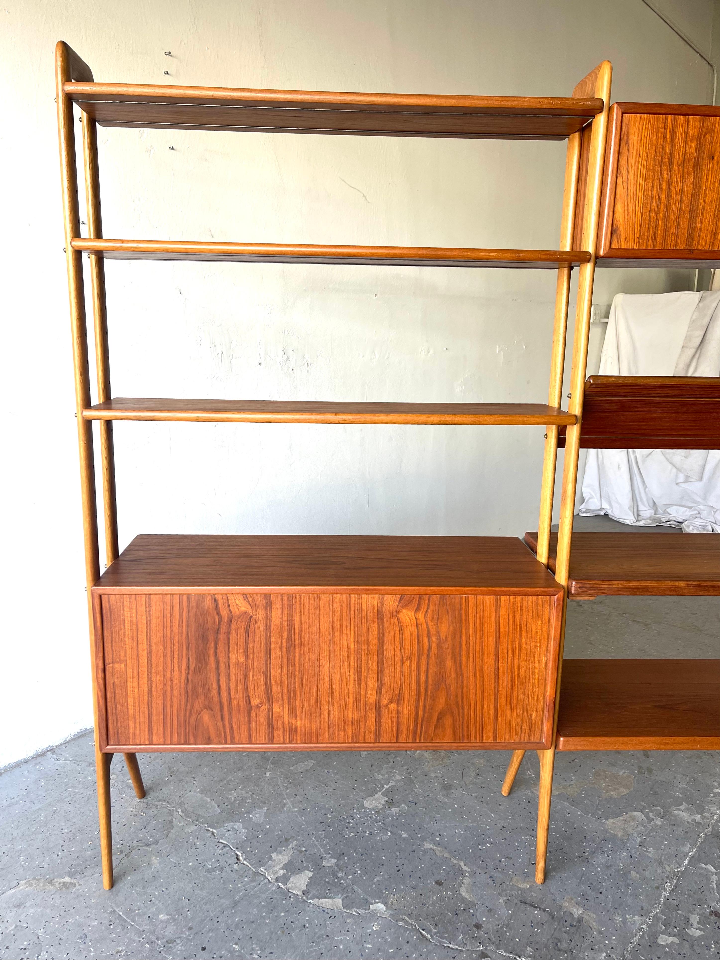 Danish Modern Kurt Ostervig Teak Wall Unit or Room Divider / Book Shelves 2 Bay 1