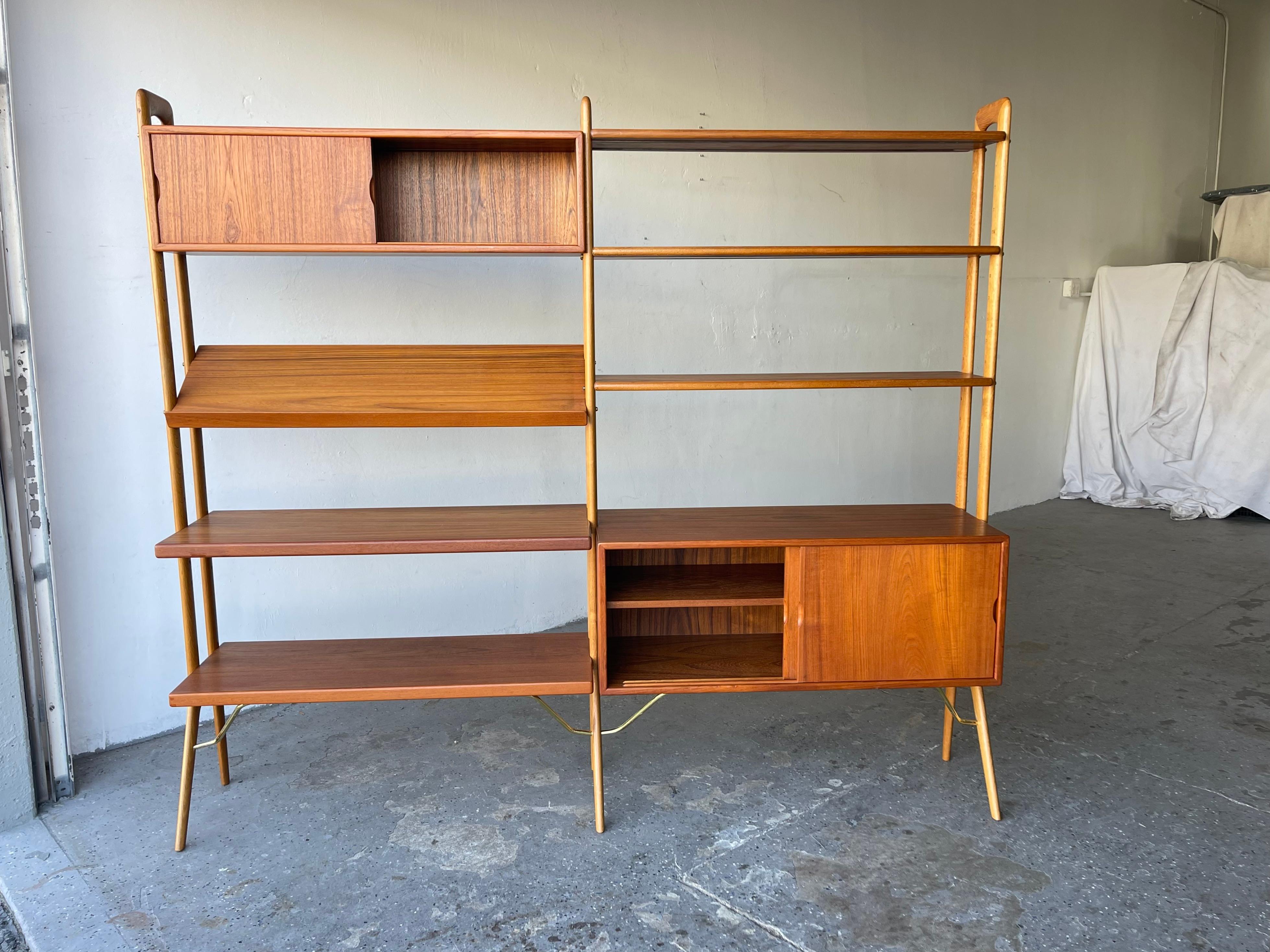 Danish Modern Kurt Ostervig Teak Wall Unit or Room Divider / Book Shelves 2 Bay 2