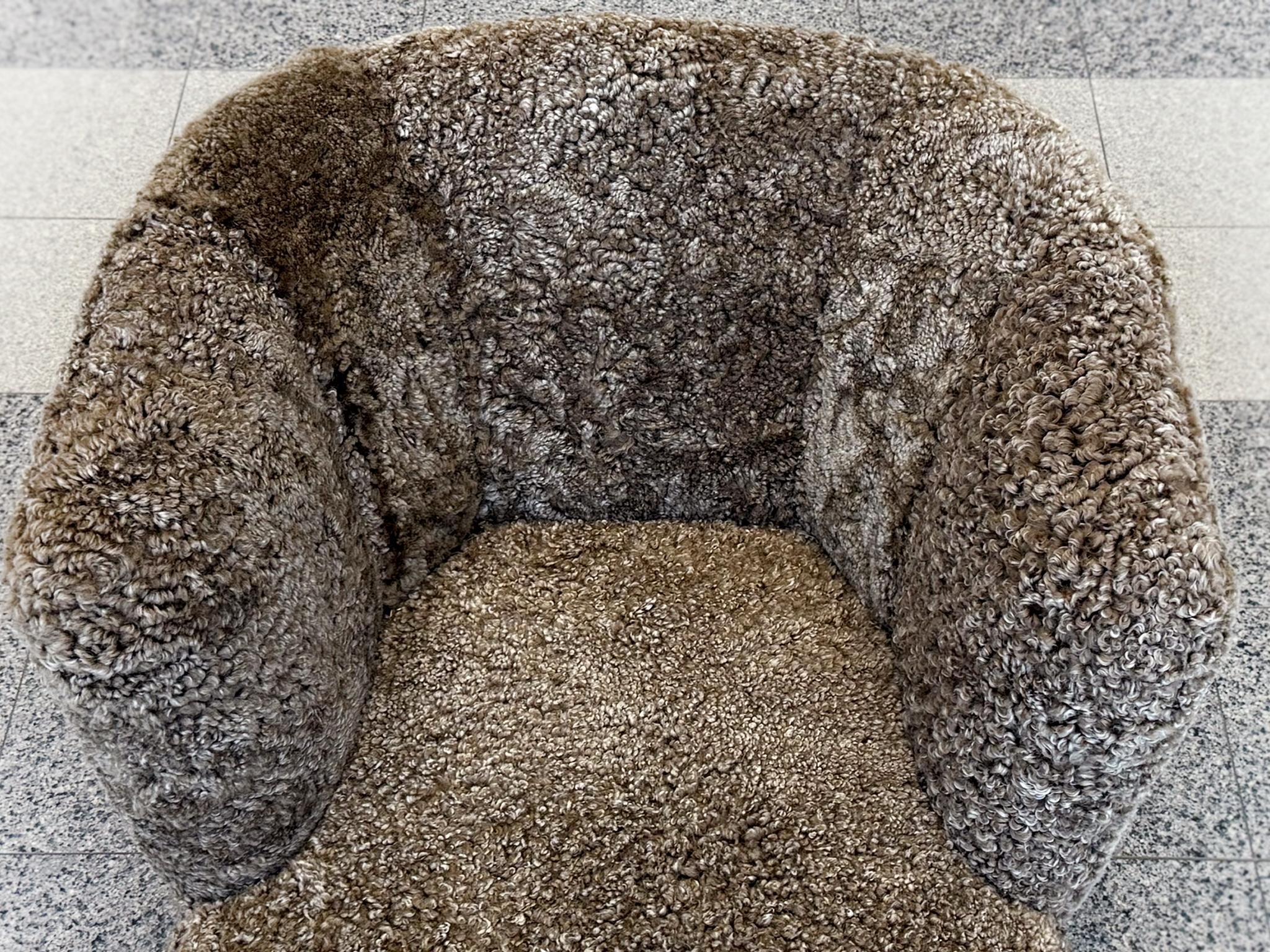 Danish Modern Lambswool Club Chair & Ottoman - Attributed to Slagelse Møbelværk For Sale 1