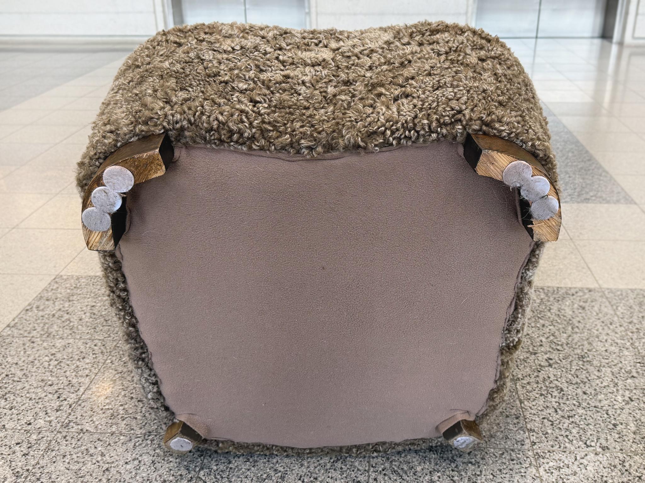 Danish Modern Lambswool Club Chair & Ottoman - Attributed to Slagelse Møbelværk For Sale 3