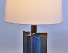 Danish Modern Large Blue Table Lamp from Søholm Stoneware, 1960s