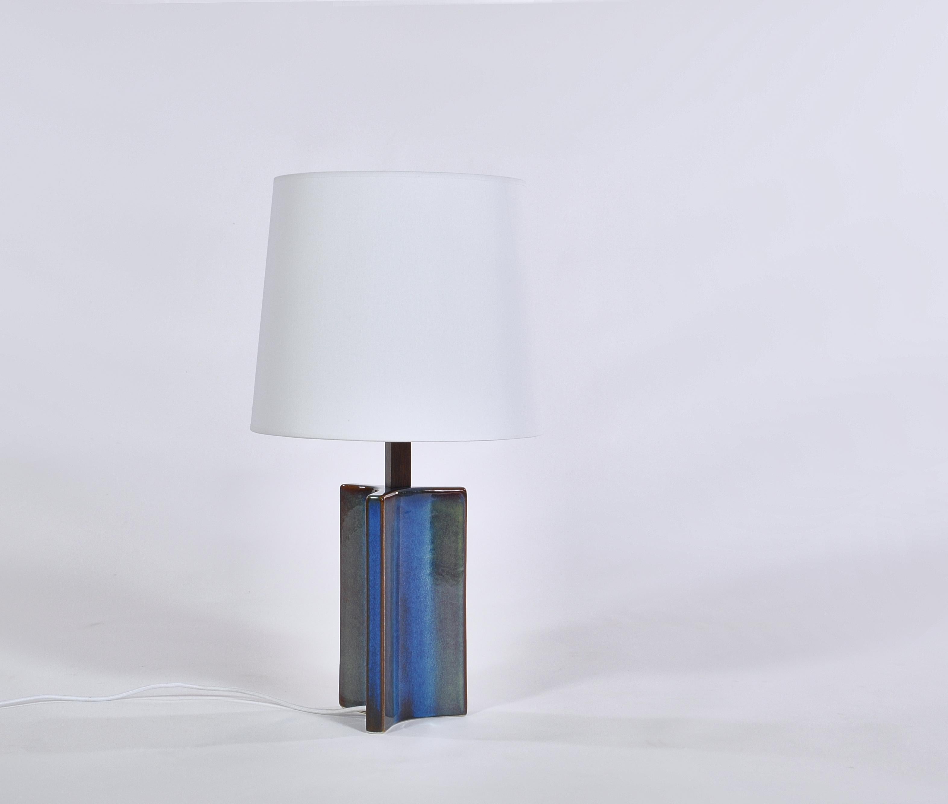 Danish Modern Large Blue Table Lamp from Søholm Stoneware, 1960s For Sale  at 1stDibs