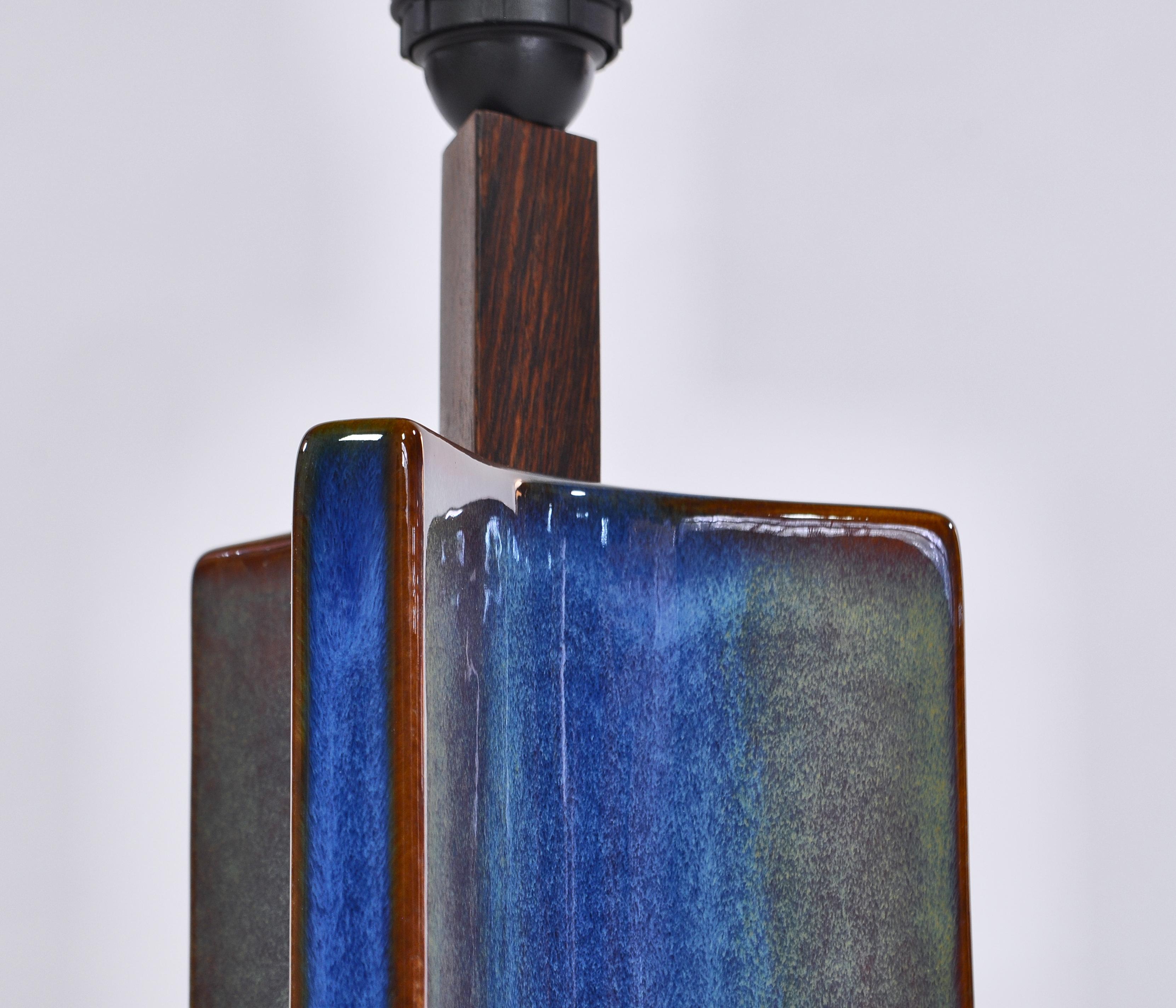 Danish Modern Large Blue Table Lamp from Søholm Stoneware, 1960s In Good Condition In Odense, DK