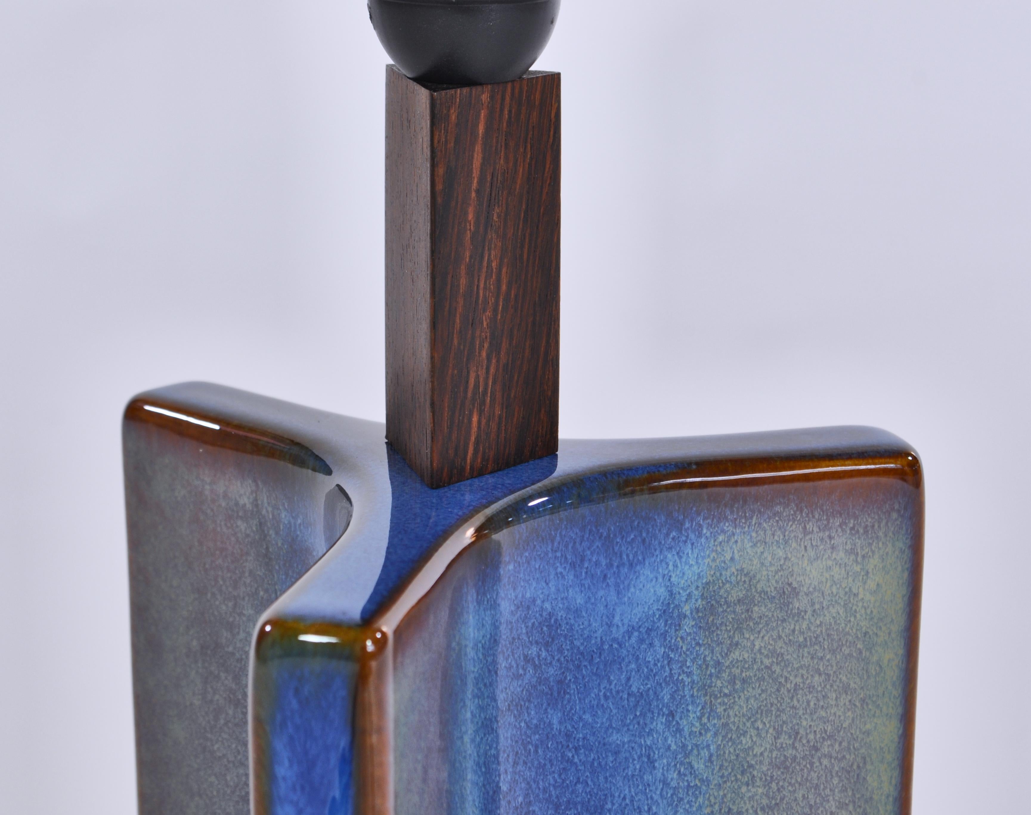 Mid-20th Century Danish Modern Large Blue Table Lamp from Søholm Stoneware, 1960s