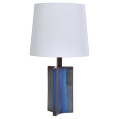 Danish Modern Large Blue Table Lamp from Søholm Stoneware, 1960s