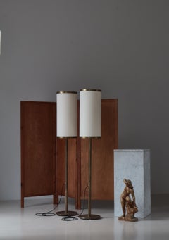 Danish Modern Large Floor Lamps in Patinated Brass by Kay Kørbing, 1960s